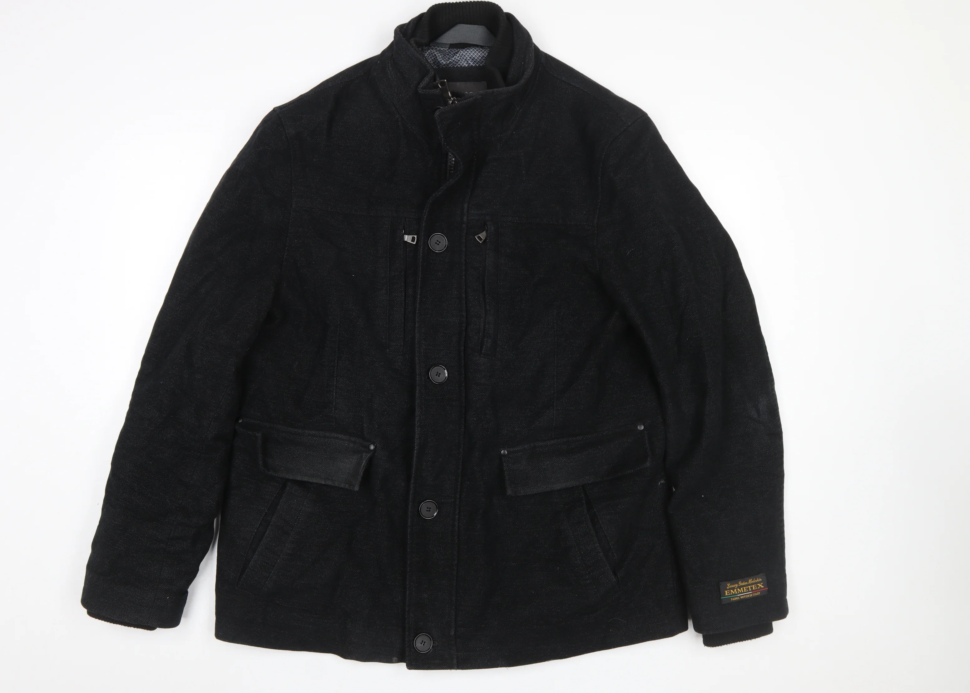 Marks and Spencer Men's Black Cotton Blend Military Jacket L