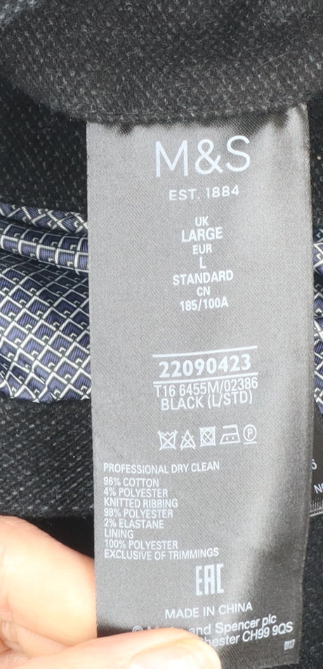Marks and Spencer Men's Black Cotton Blend Military Jacket L - Image 4
