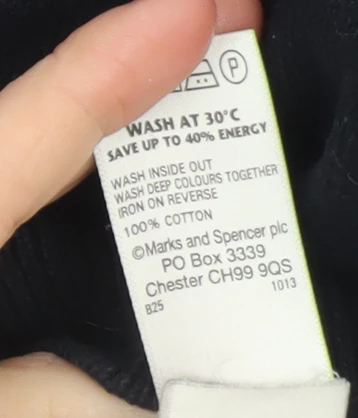 Marks and Spencer Men's Black Cotton V-Neck Sleeveless Vest Small - Image 5