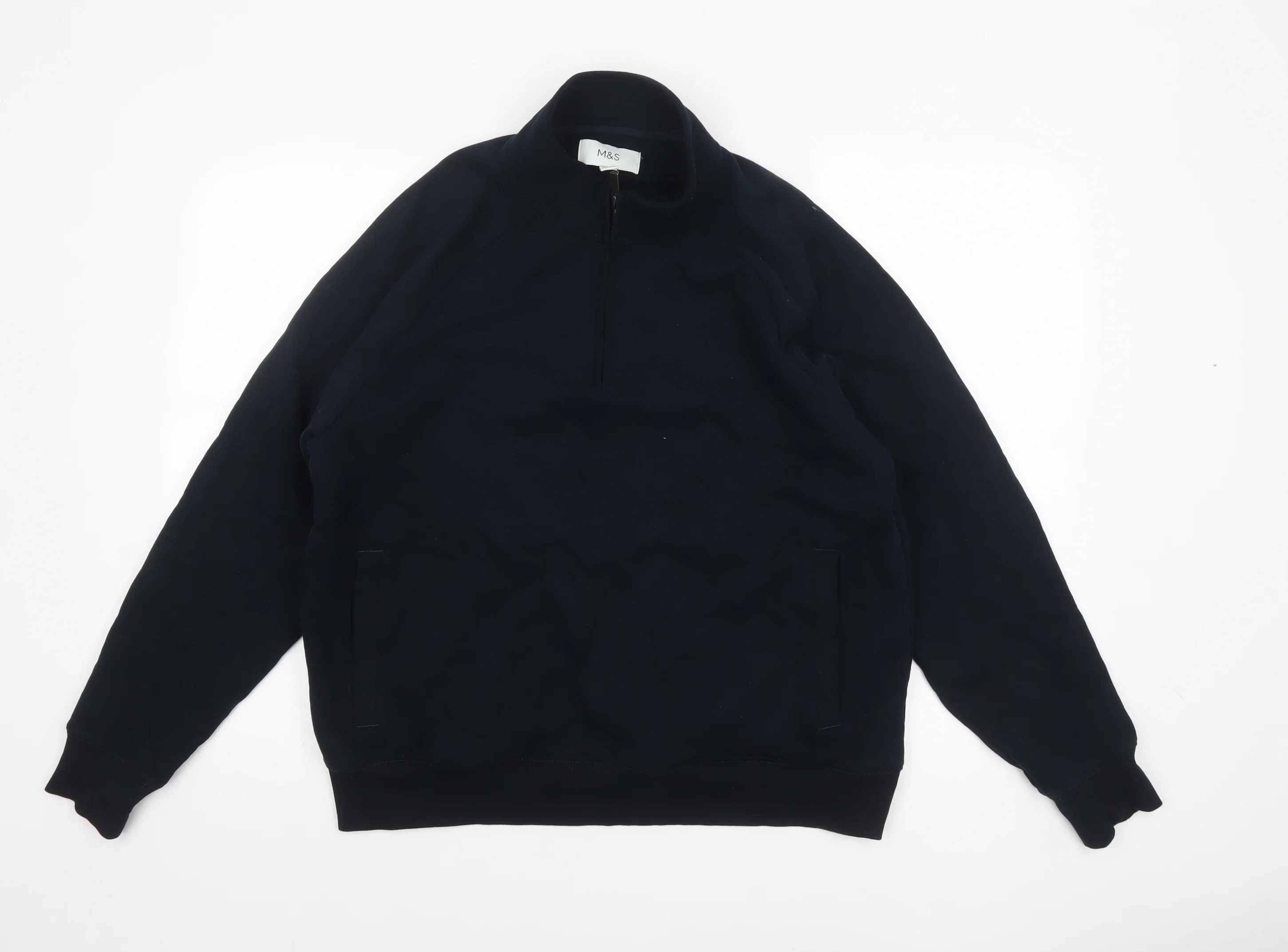 Marks and Spencer Men's Black L 1/2 Zip Fleece Sweatshirt