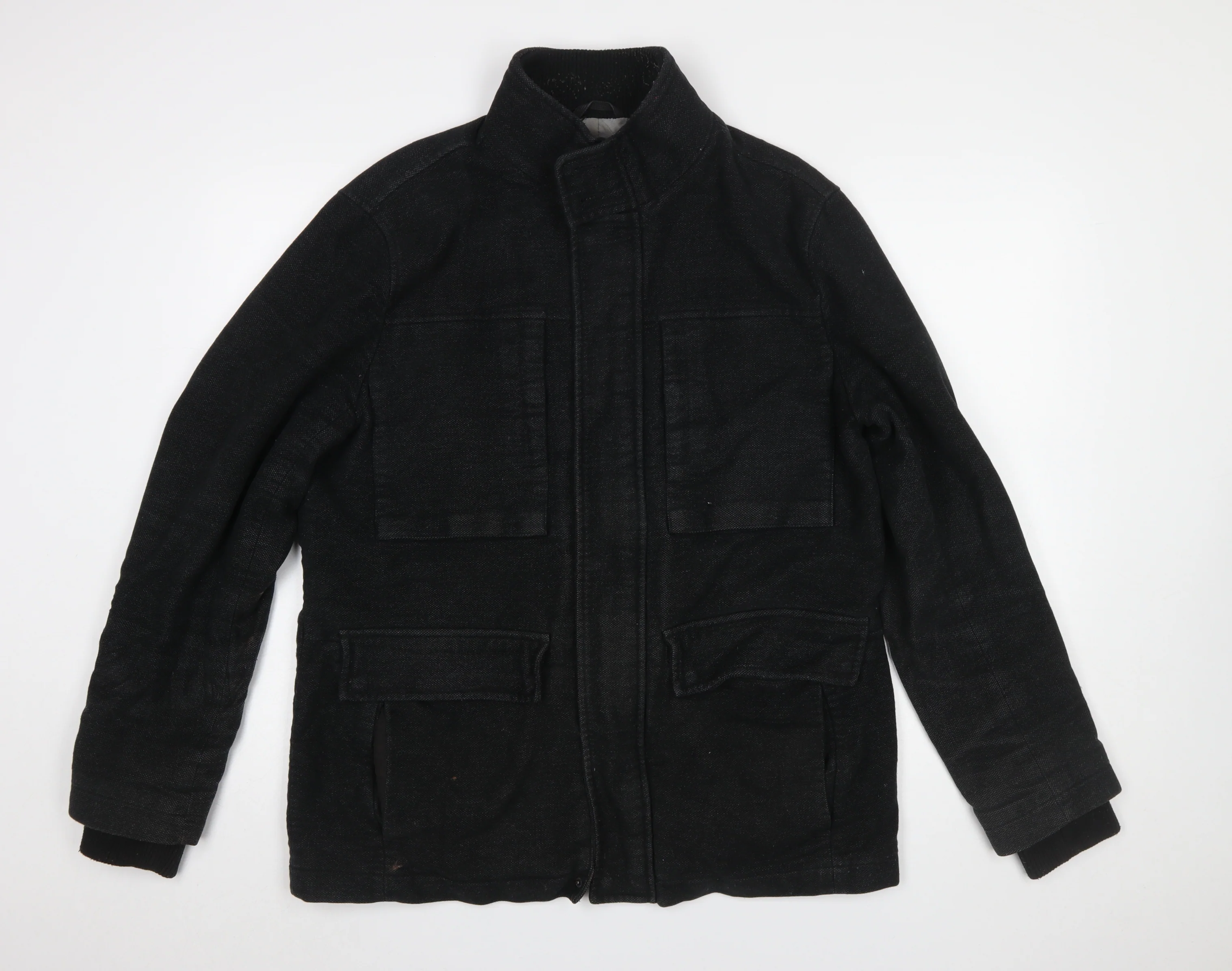 Marks and Spencer Men's Black L Military Jacket Cotton Blend