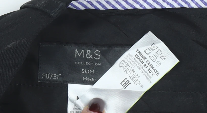 Marks and Spencer Men's Black Slim Fit Dress Trousers 38x31 - Image 4