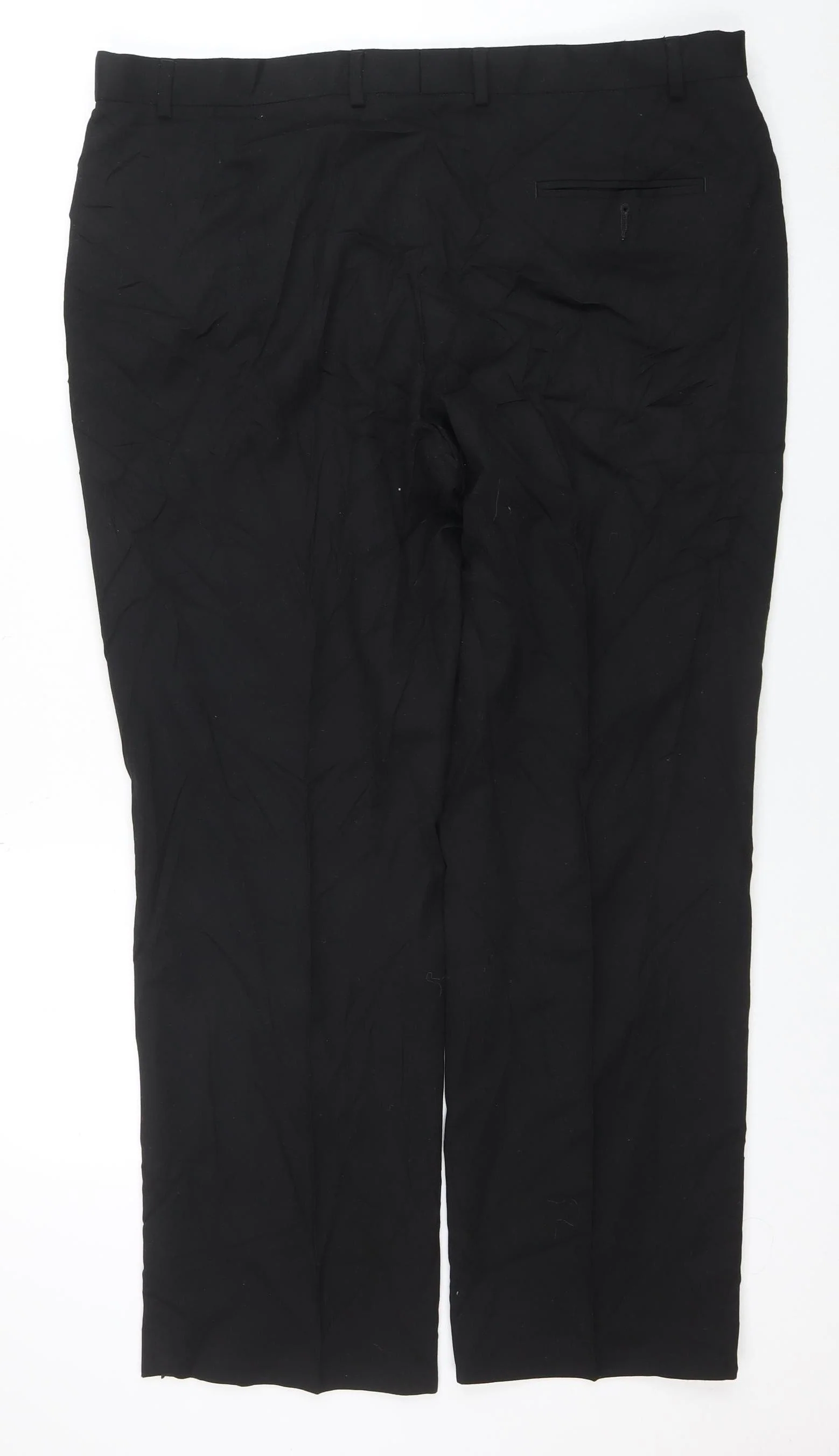 Marks and Spencer Men's Black Wool Blend Regular Fit Dress Trousers 40W 31L - Image 3