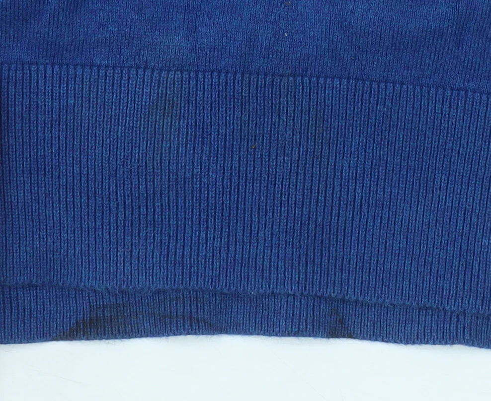Marks and Spencer Men's Blue Cotton Blend Long Sleeve Polo 2XL - Image 4