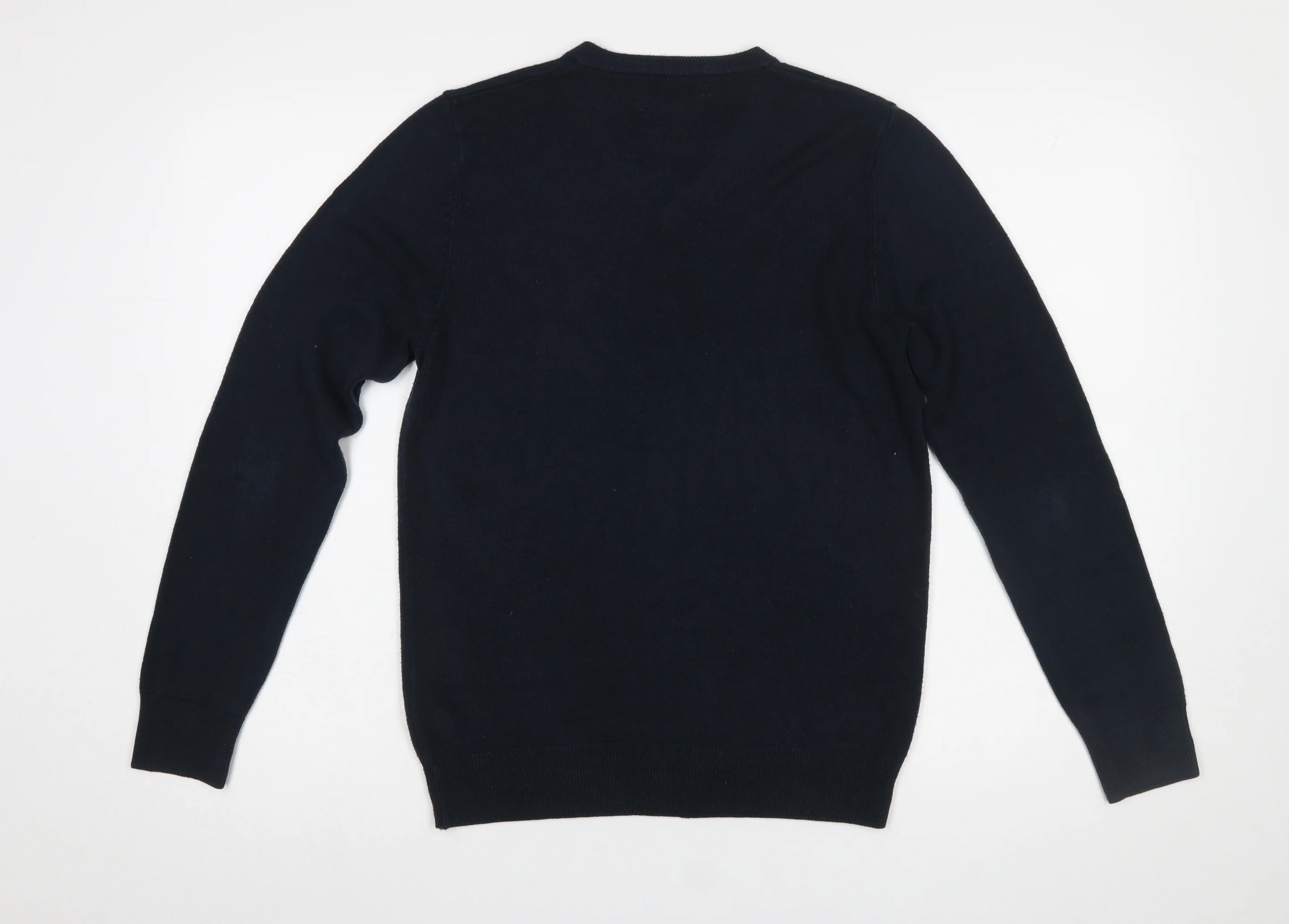Marks and Spencer Men's Blue V-Neck Acrylic Jumper Size S - Image 3