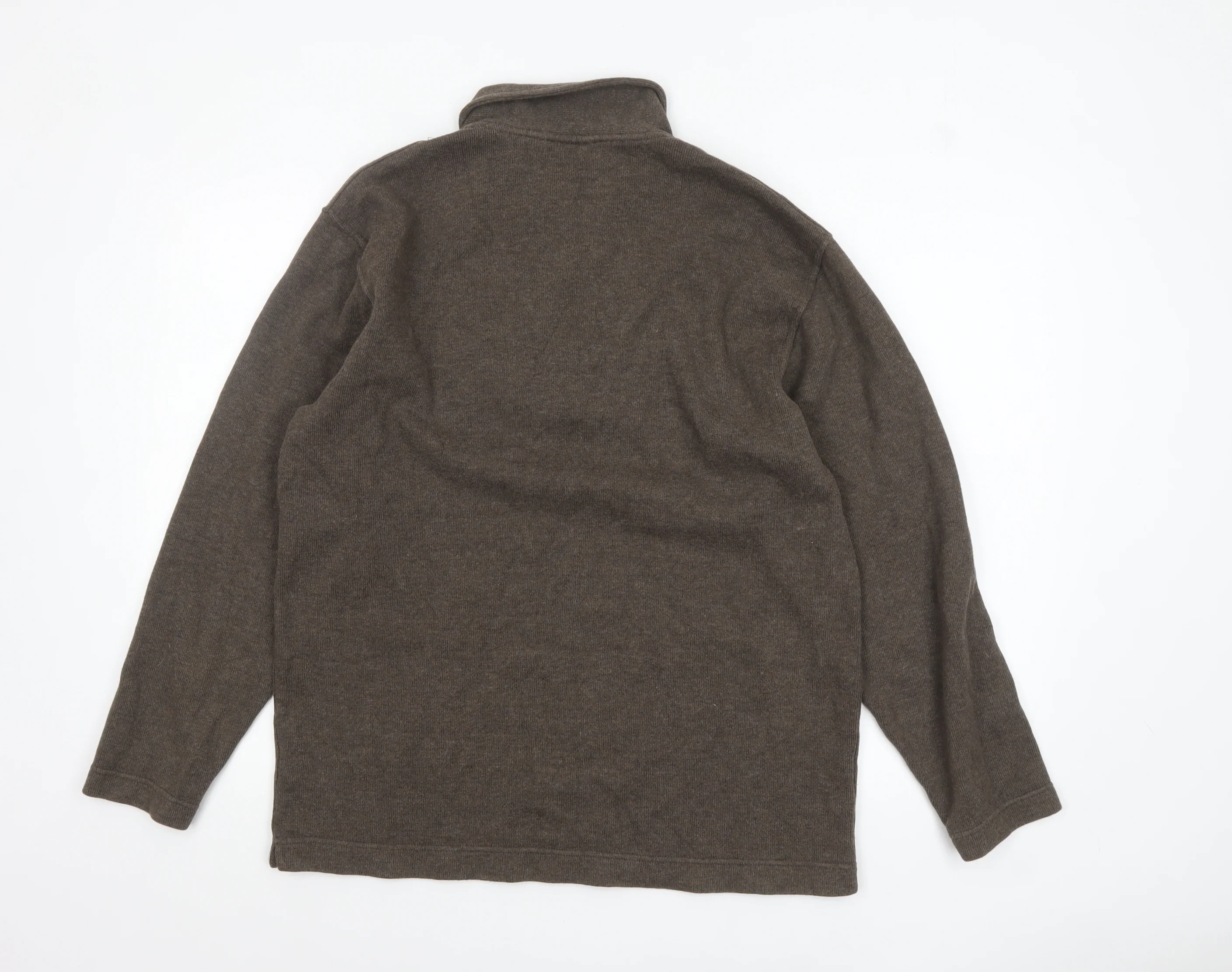 Marks and Spencer Mens Brown 1/4 Zip Cotton Pullover Sweatshirt M - Image 3