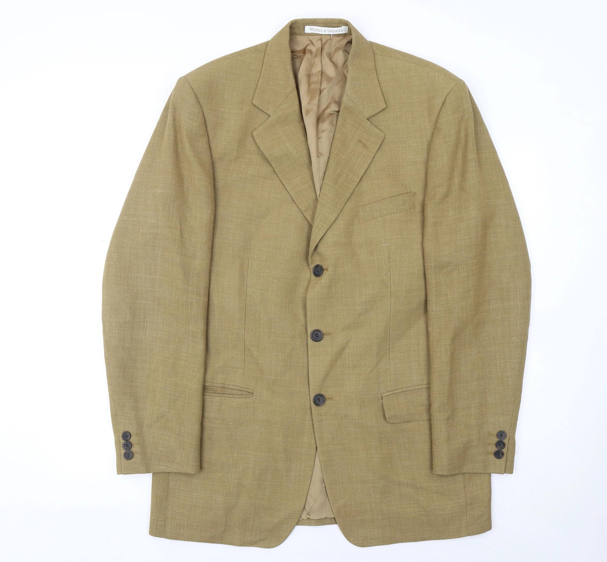 Marks and Spencer Men's Brown 40L Wool Blend Long Blazer Jacket