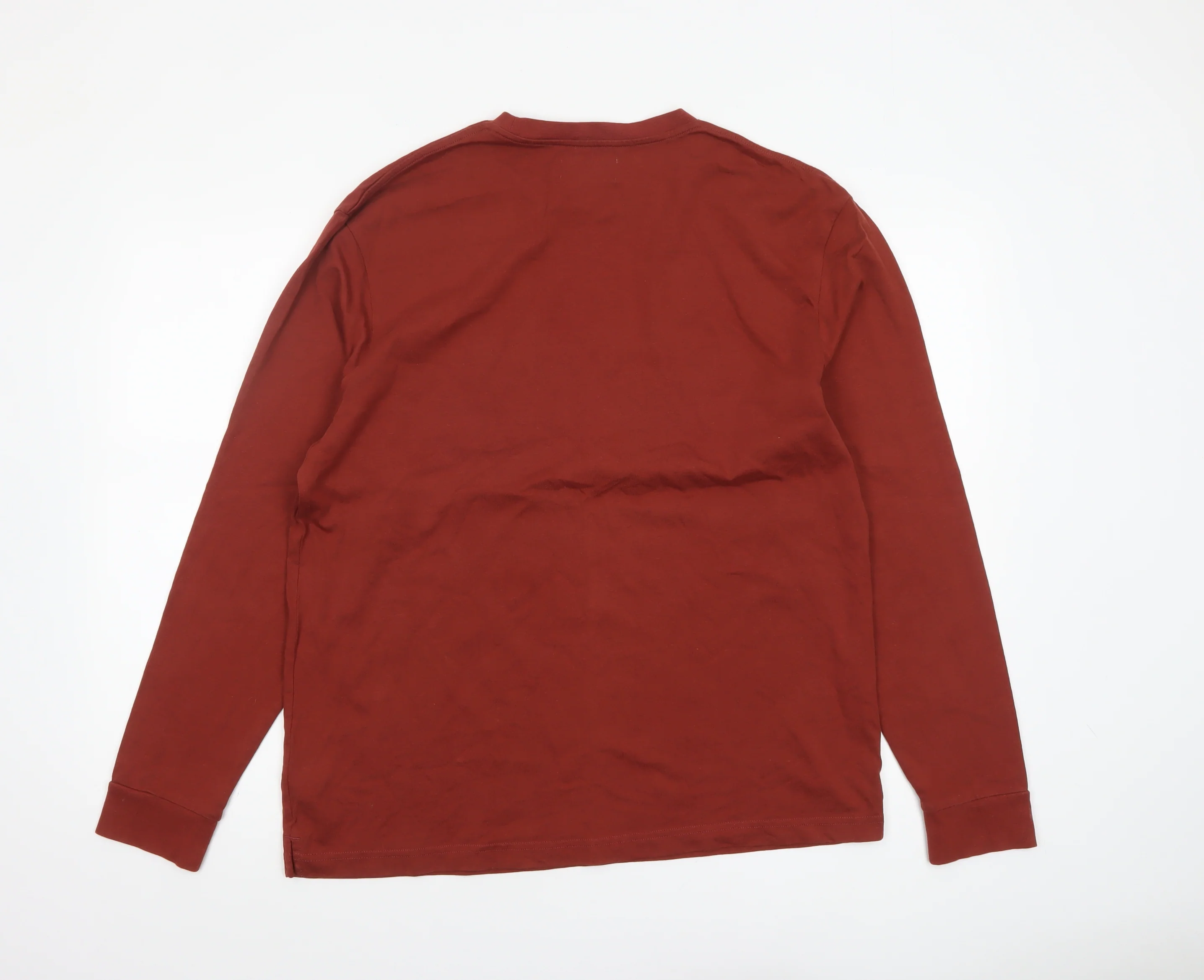 Marks and Spencer Men's Brown Long Sleeve Cotton Regular Fit T-Shirt L - Image 3