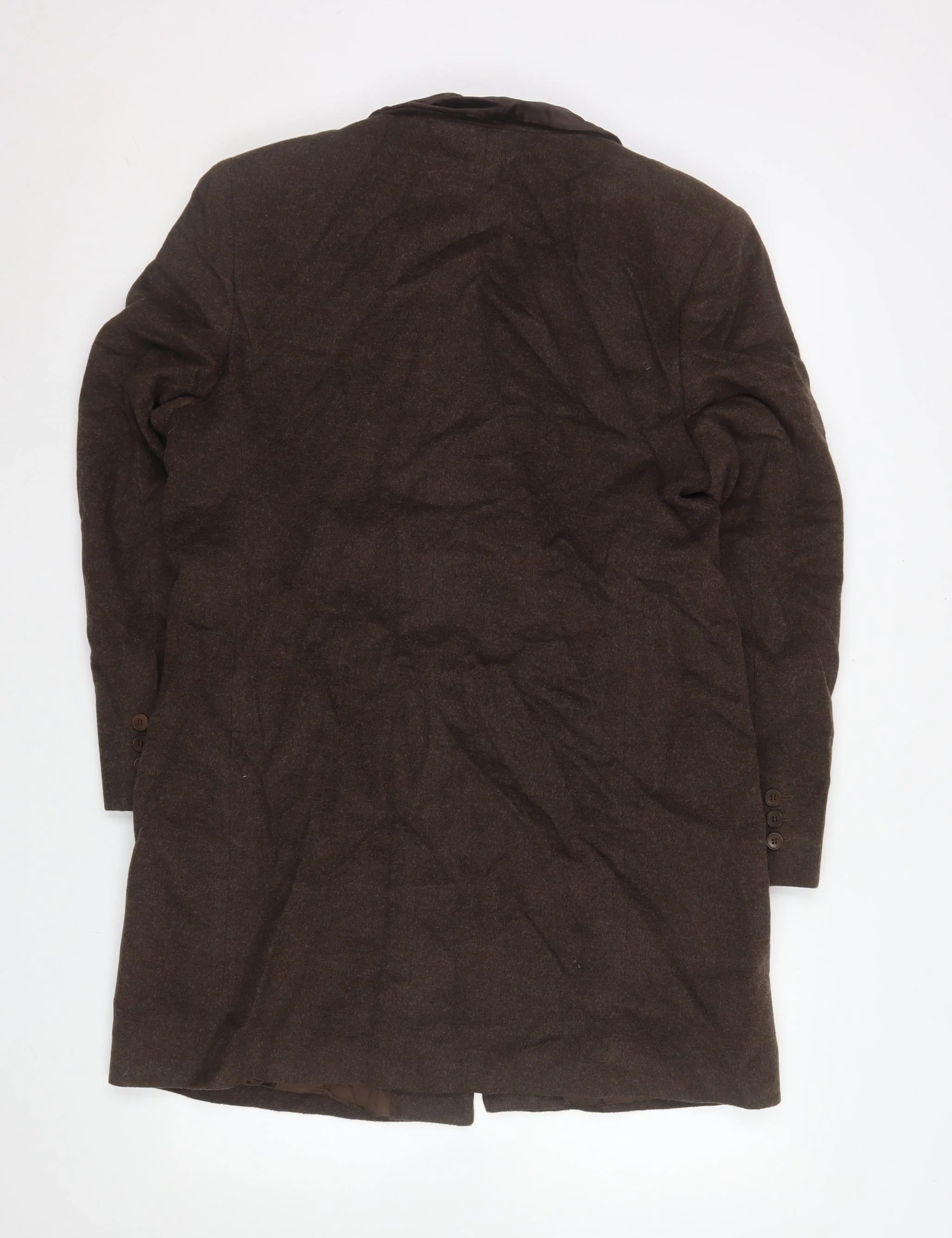 Marks and Spencer Men's Brown Wool Cashmere Overcoat Size 38 Regular Fit - Image 3