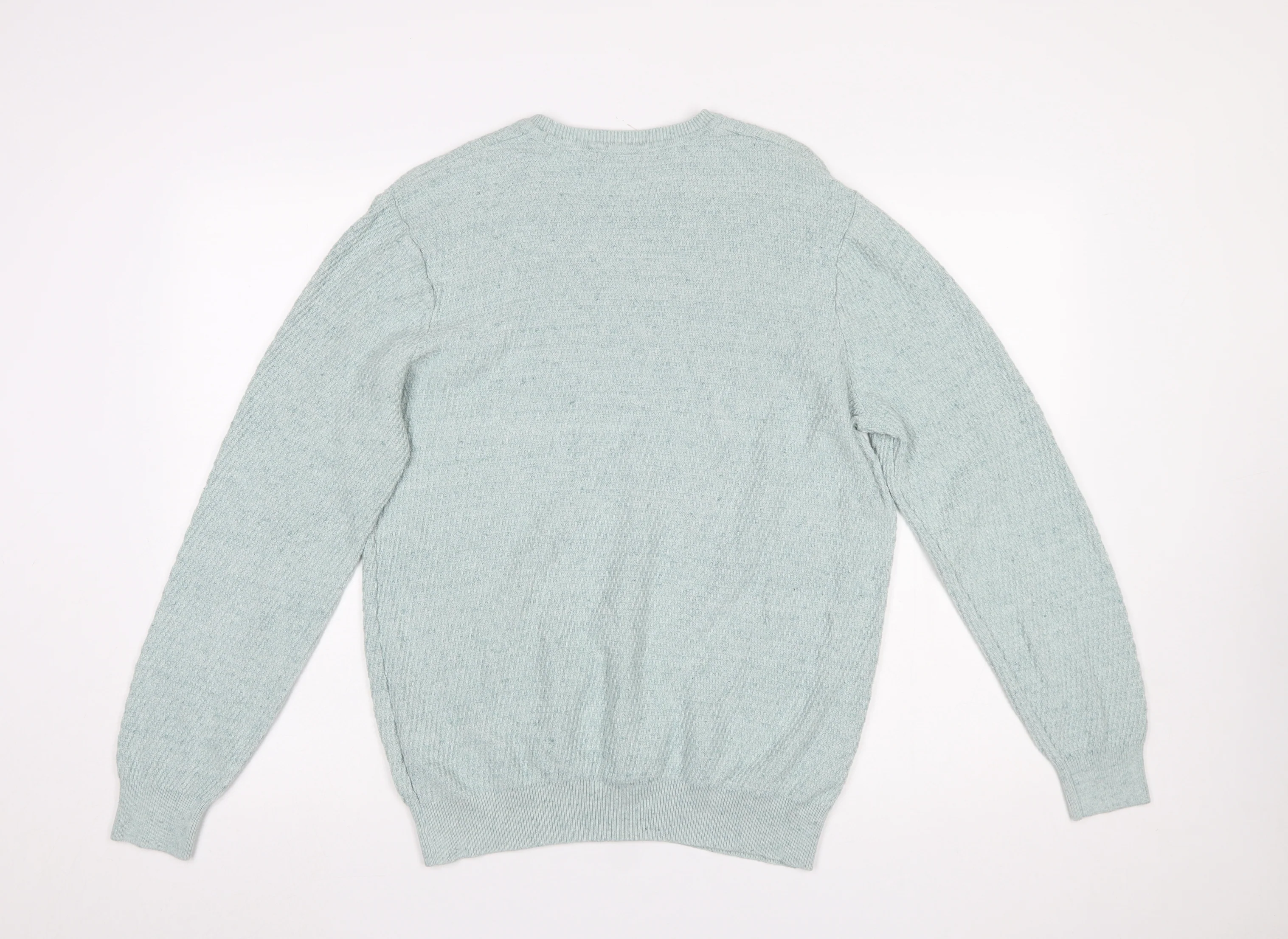 Marks and Spencer Men's Green Cotton Crew Neck Jumper L - Image 3