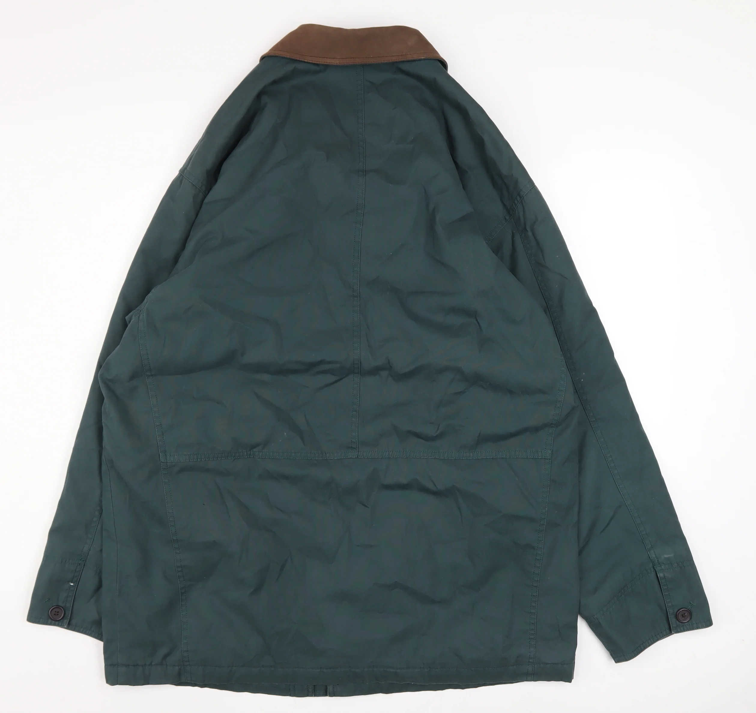 Marks and Spencer Men's Green L Overcoat Jacket Cotton Blend - Image 3