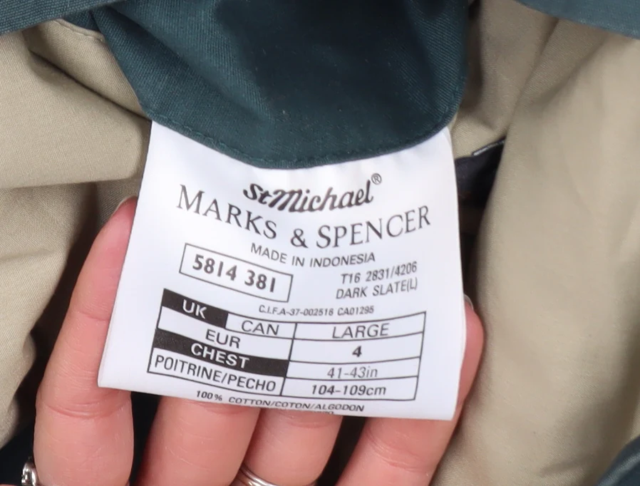 Marks and Spencer Men's Green L Overcoat Jacket Cotton Blend - Image 4