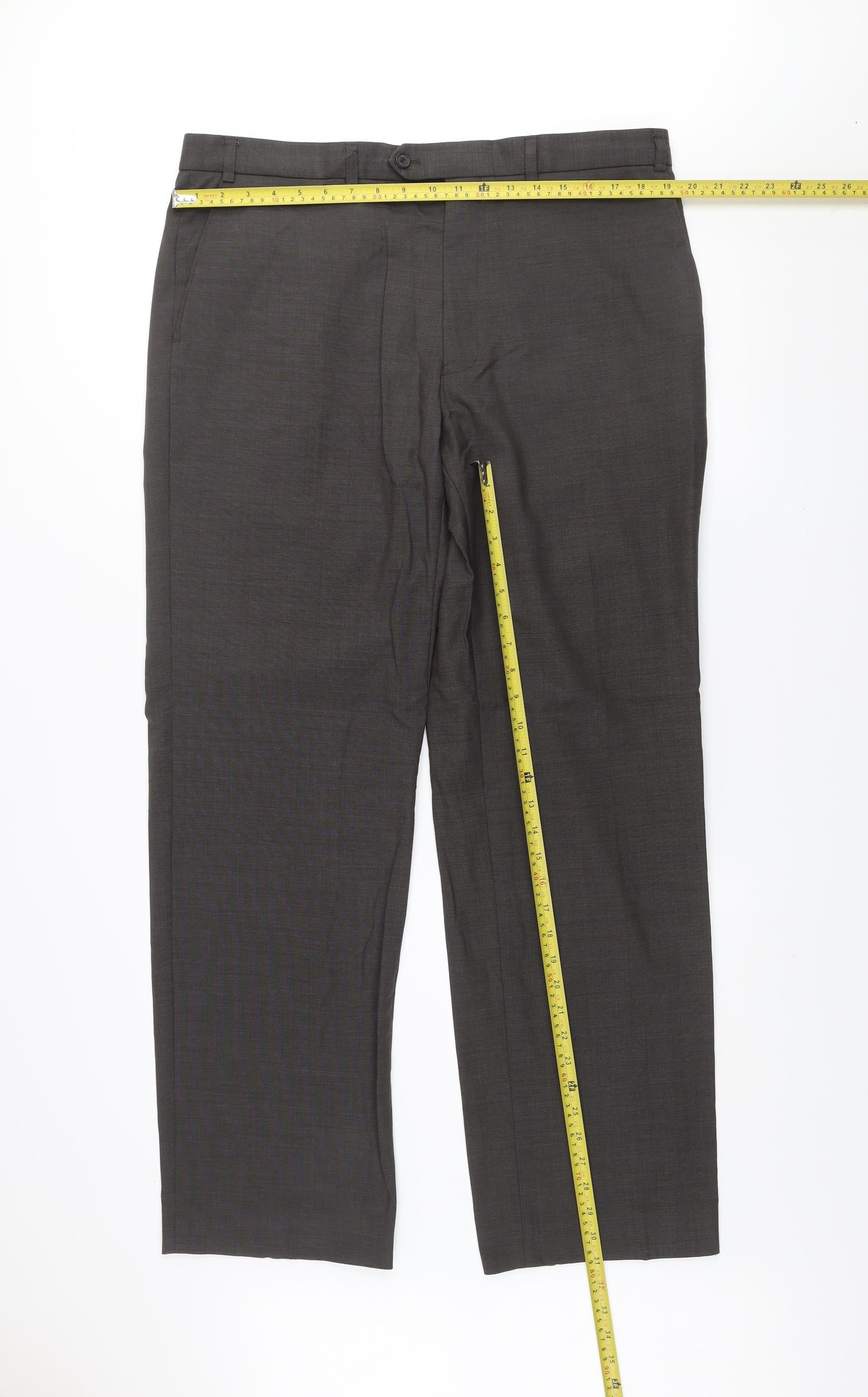 Marks and Spencer Men's Grey 38in Wool Suit Trousers Formal Classic Fit - Image 2