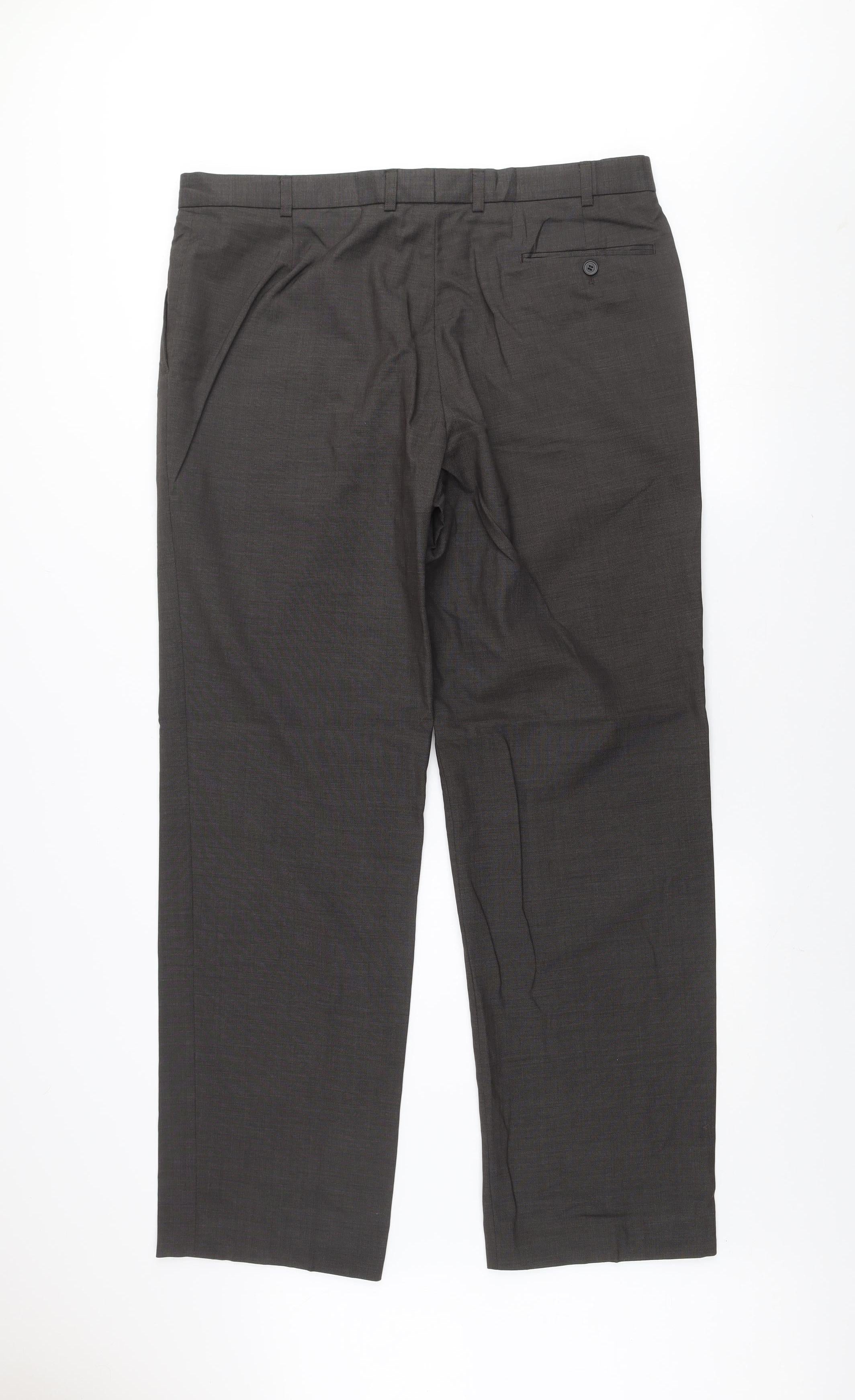 Marks and Spencer Men's Grey 38in Wool Suit Trousers Formal Classic Fit - Image 3