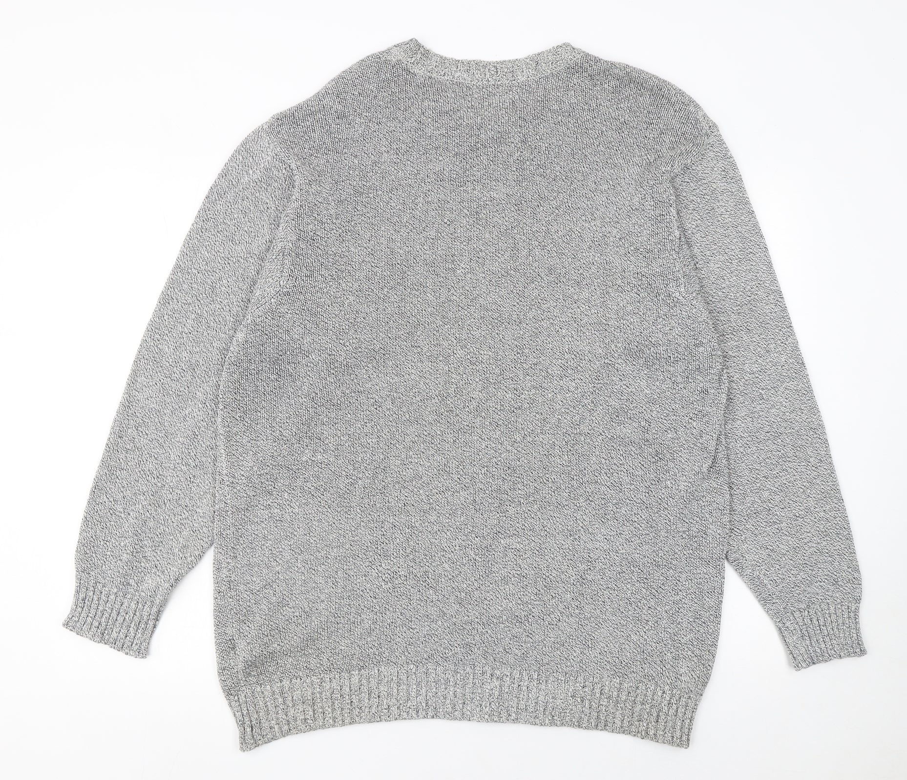 Marks and Spencer Mens Grey Cotton Linen Crew Neck Jumper L - Image 3