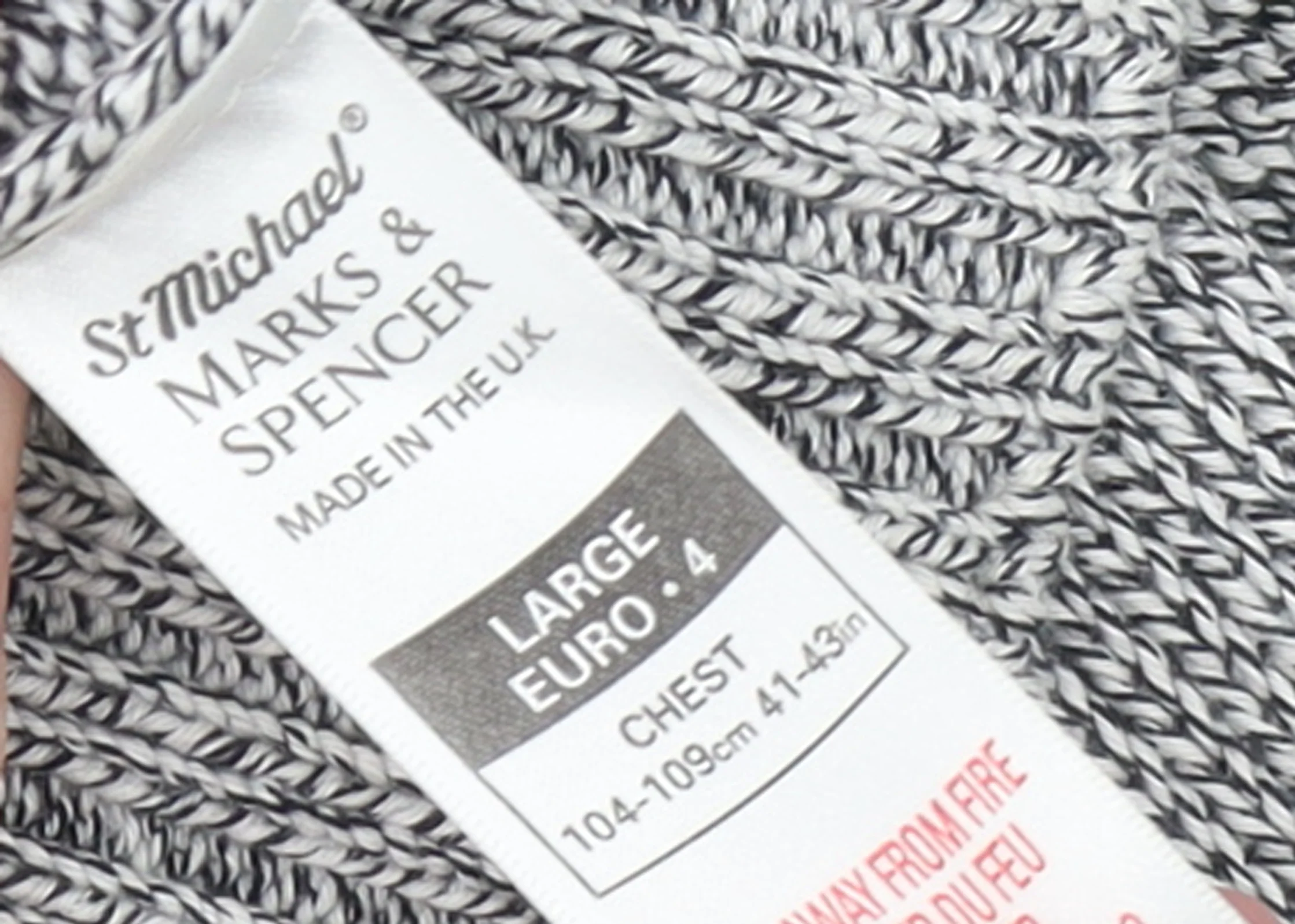 Marks and Spencer Mens Grey Cotton Linen Crew Neck Jumper L - Image 4