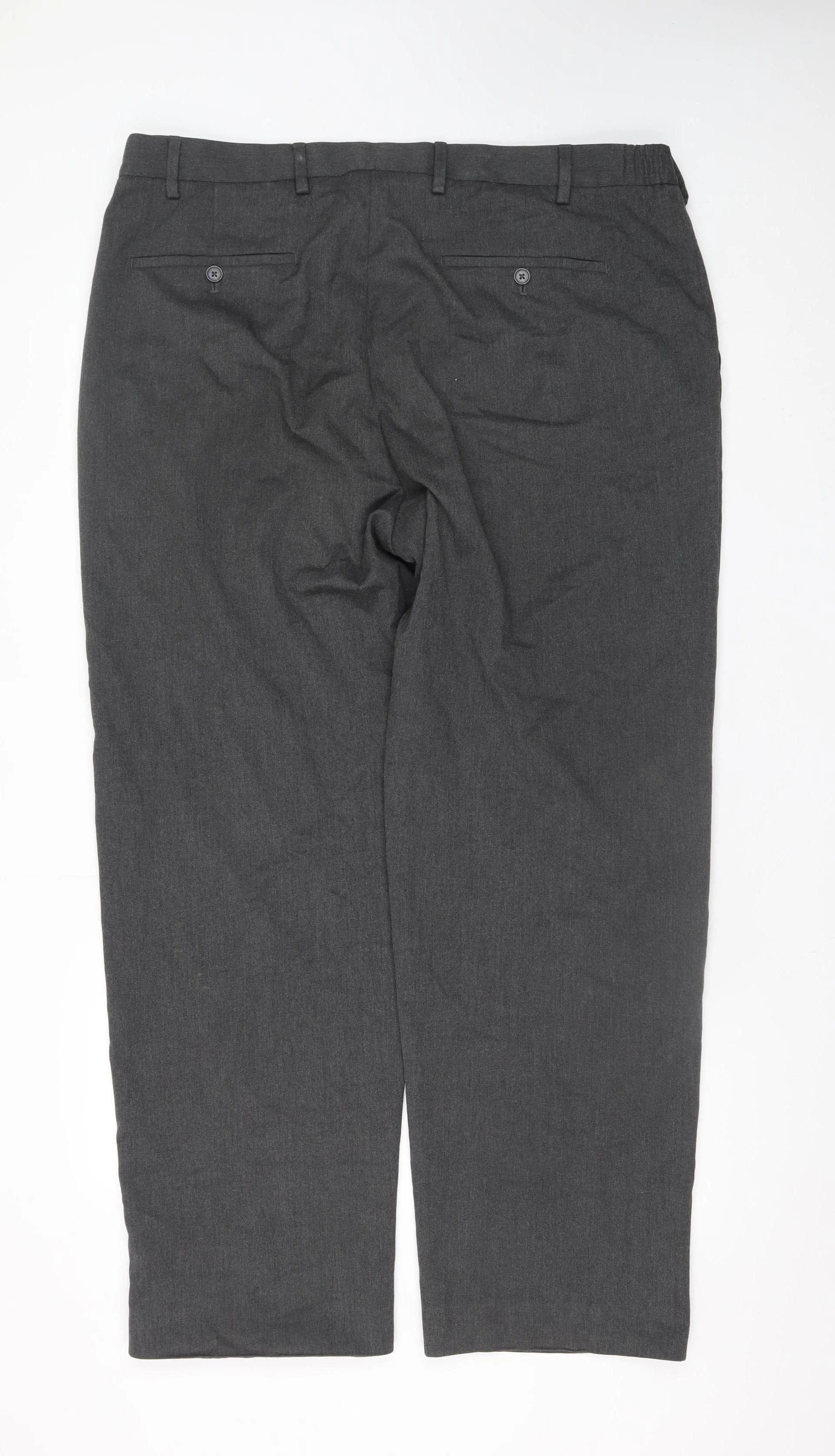 Marks and Spencer Men's Grey Regular Fit Trousers 40W 31L - Image 3