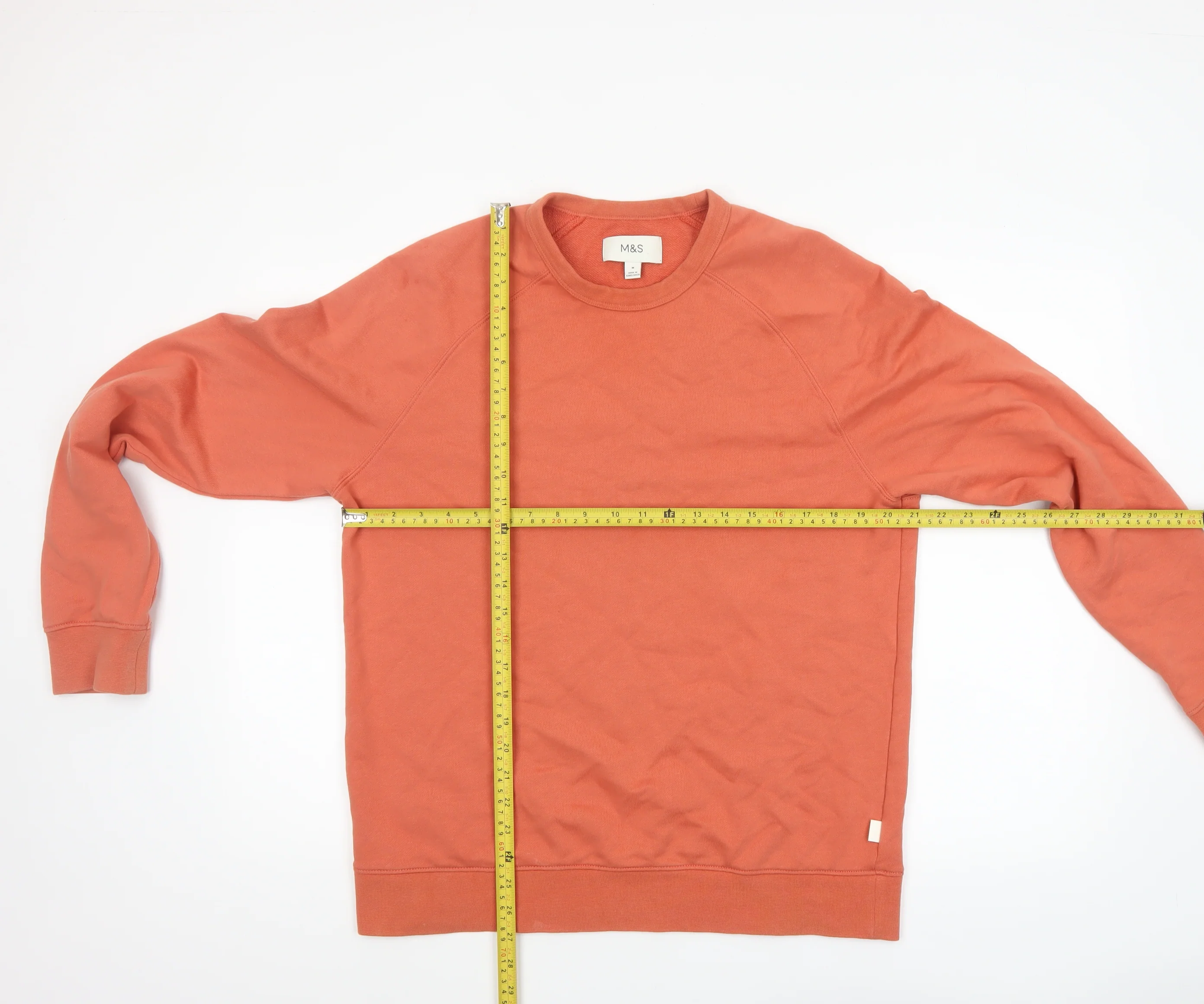 Marks and Spencer Men's Orange Crew Neck Cotton Sweatshirt M - Image 2