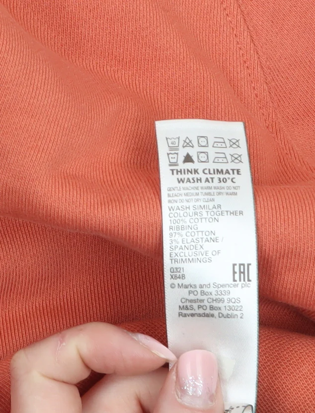 Marks and Spencer Men's Orange Crew Neck Cotton Sweatshirt M - Image 4
