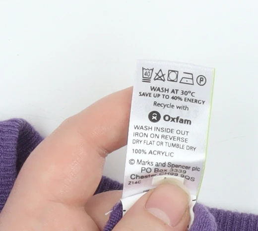 Marks and Spencer Men's Purple XL V-Neck Acrylic Jumper - Image 4