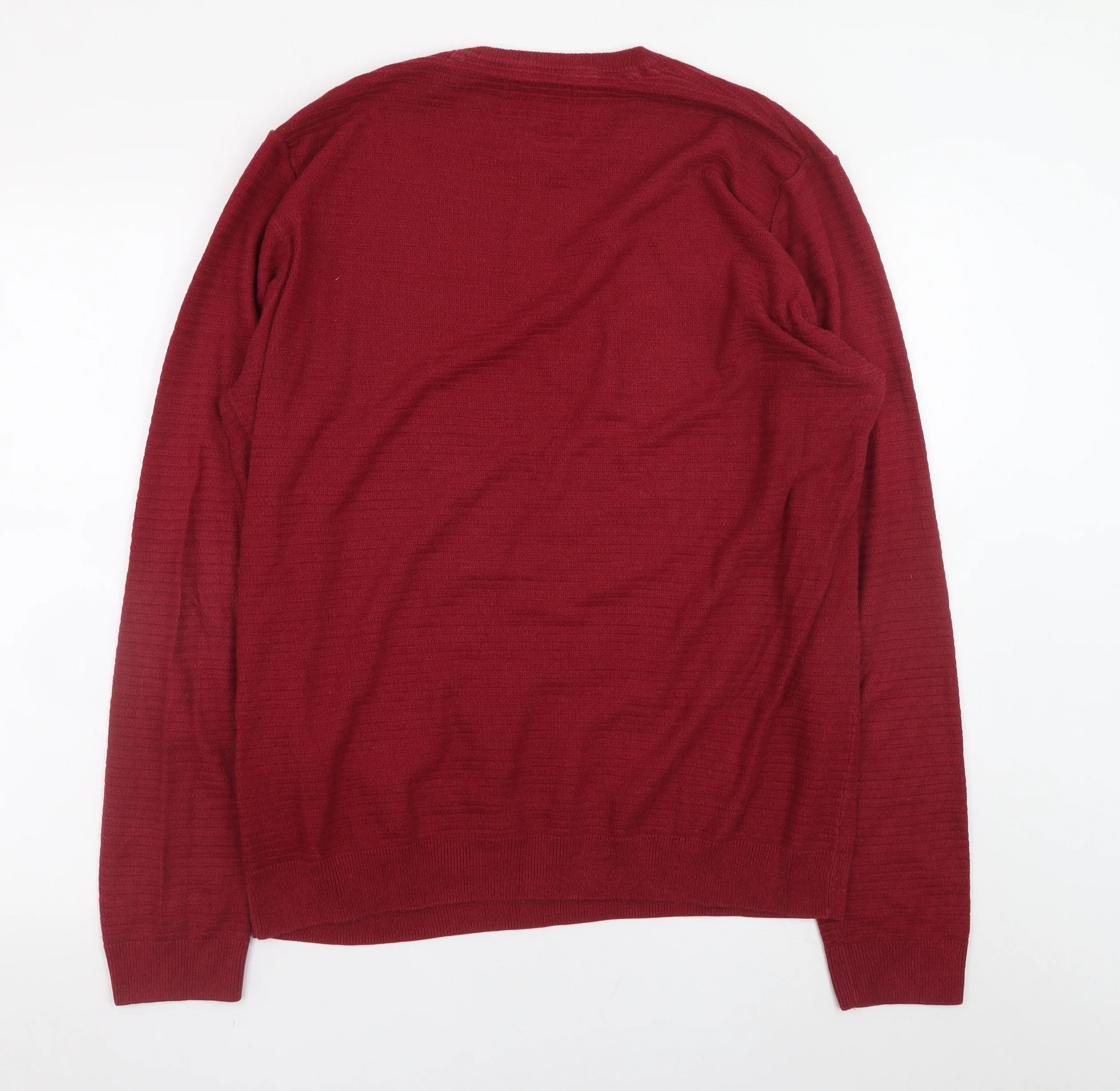 Marks and Spencer Men's Red Cotton Acrylic Crew Neck Jumper L - Image 3