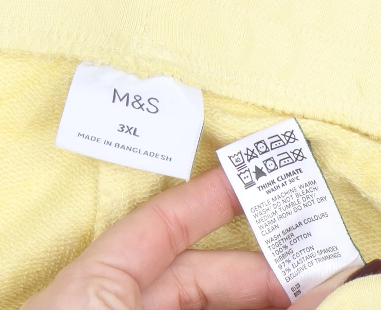 Marks and Spencer Men's Yellow 3XL Sweat Shorts with Drawstring Waist - Image 4