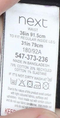 Marks and Spencer Next Mens Black Slim Fit Jeans 36W 31L Denim Classic Style - Image 5