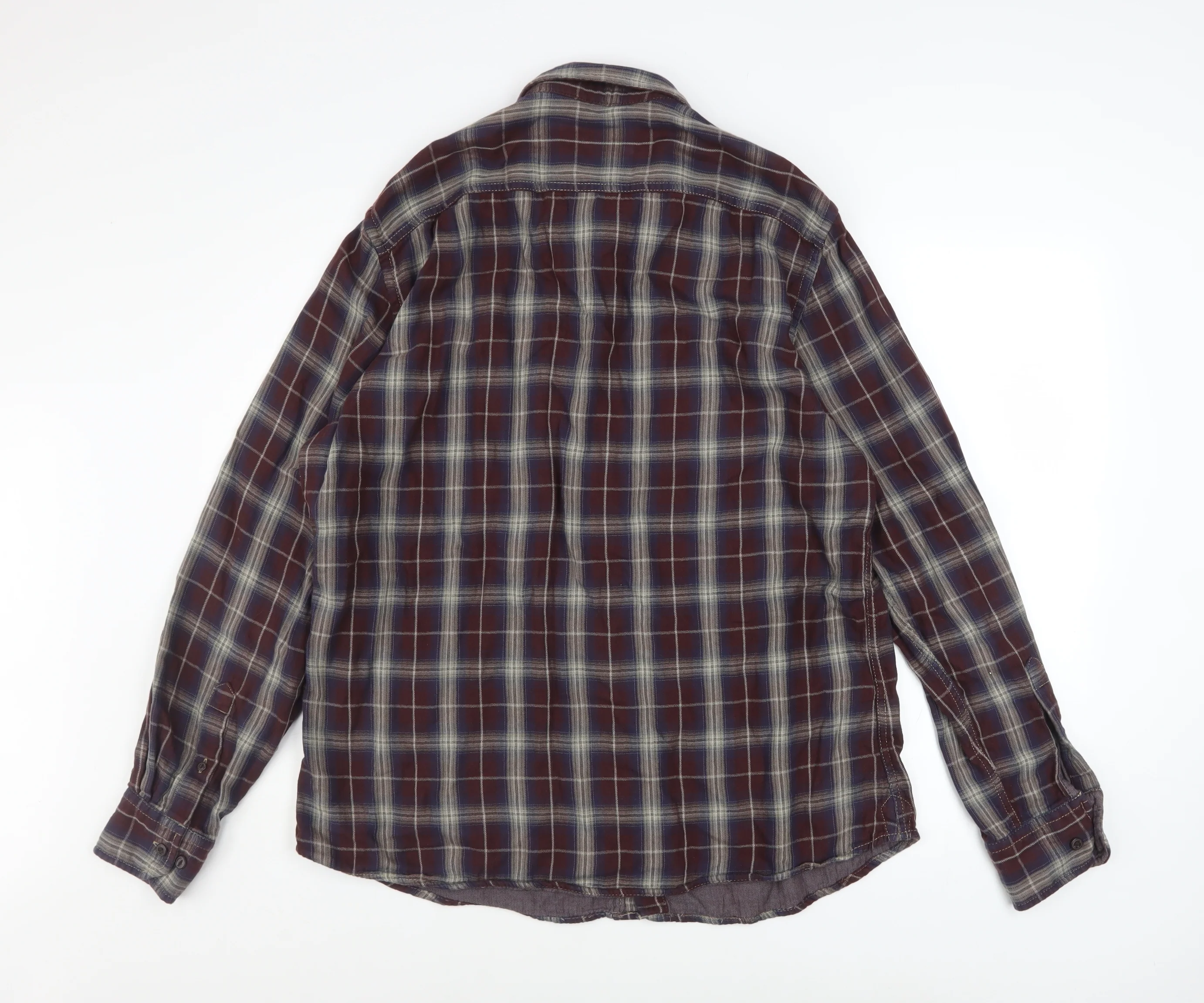 Marks and Spencer North Coast Men's Brown Check Cotton Shirt L - Image 3