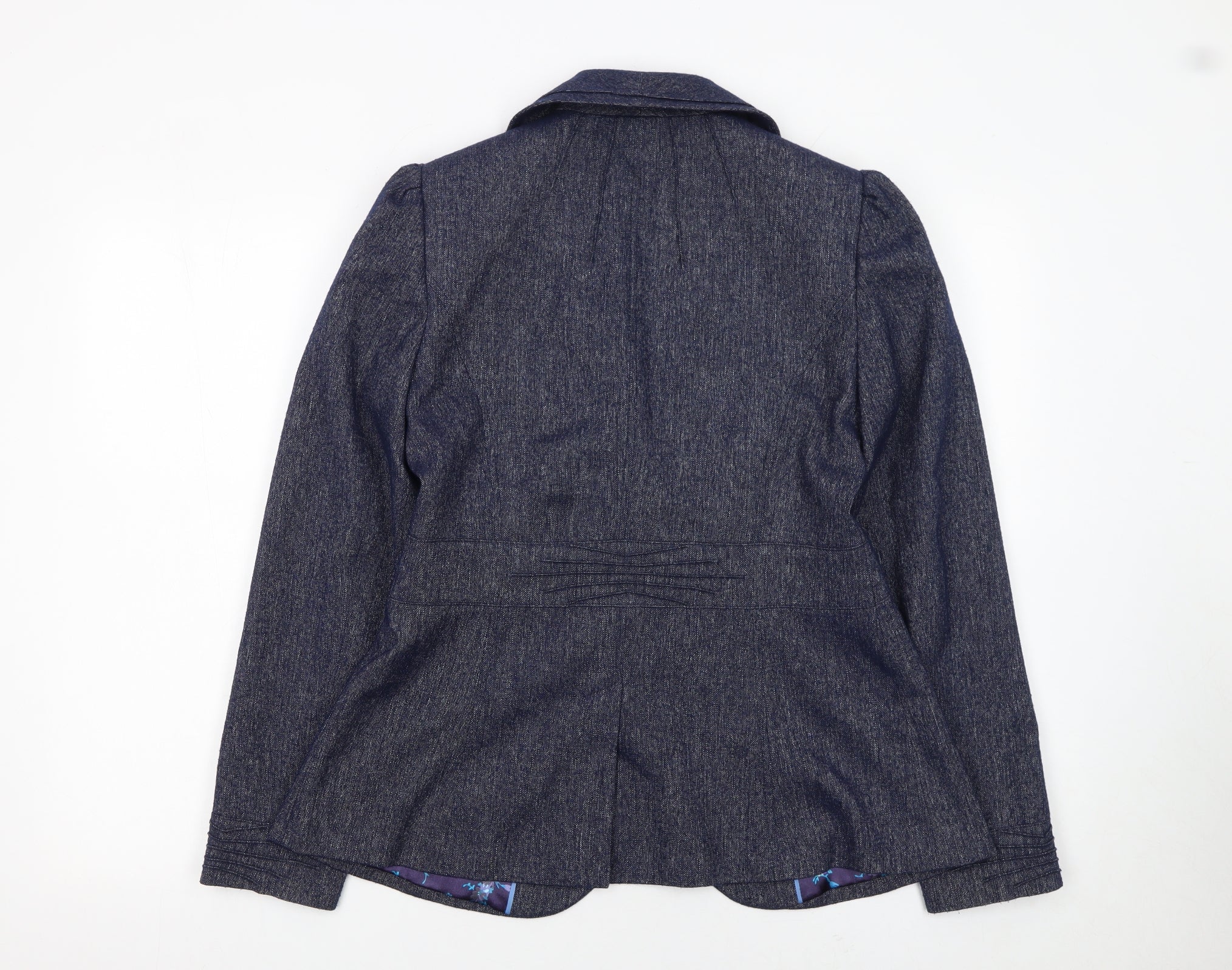 Marks and Spencer Per Una Blue Wool Blend Lined Women's Blazer Size 12 - Image 3