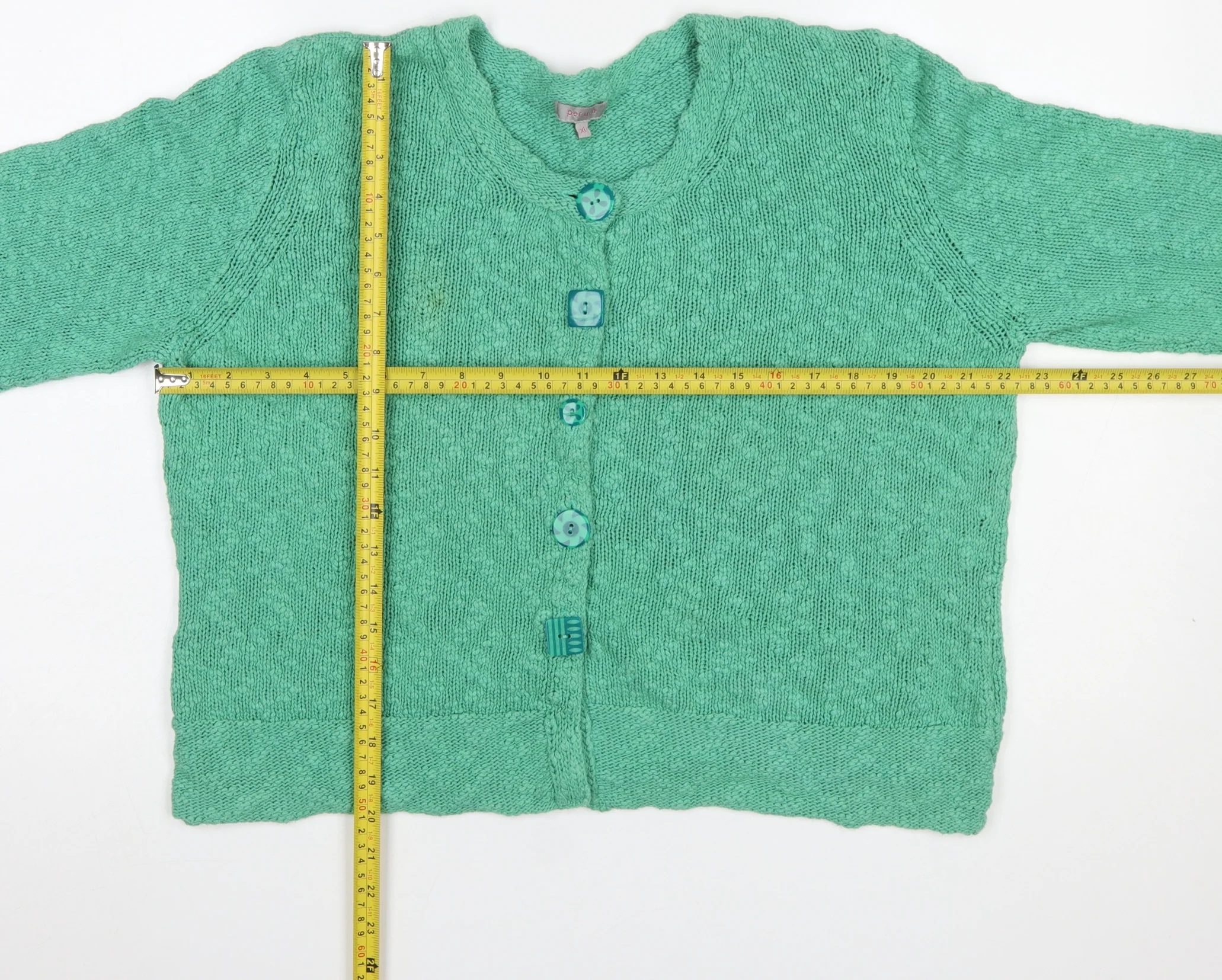 Marks and Spencer Per Una Green Cotton Knit Cardigan Women’s XL Round Neck - Image 2