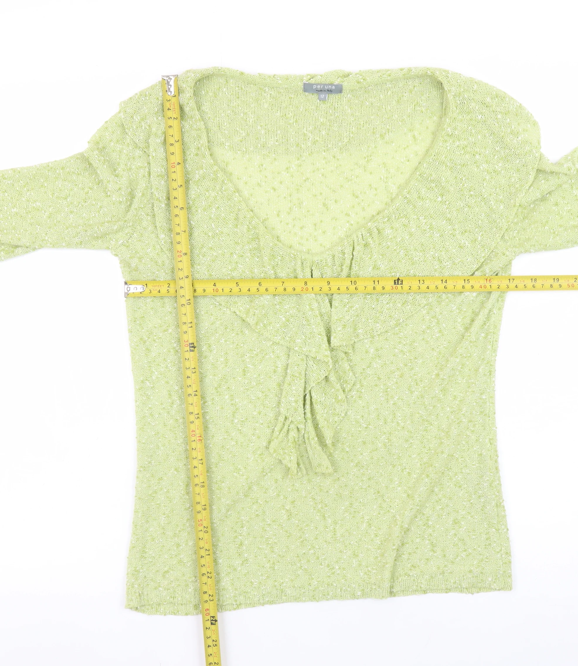 Marks and Spencer Per Una Green Knit Ruffle Jumper Women’s Size 12 - Image 2