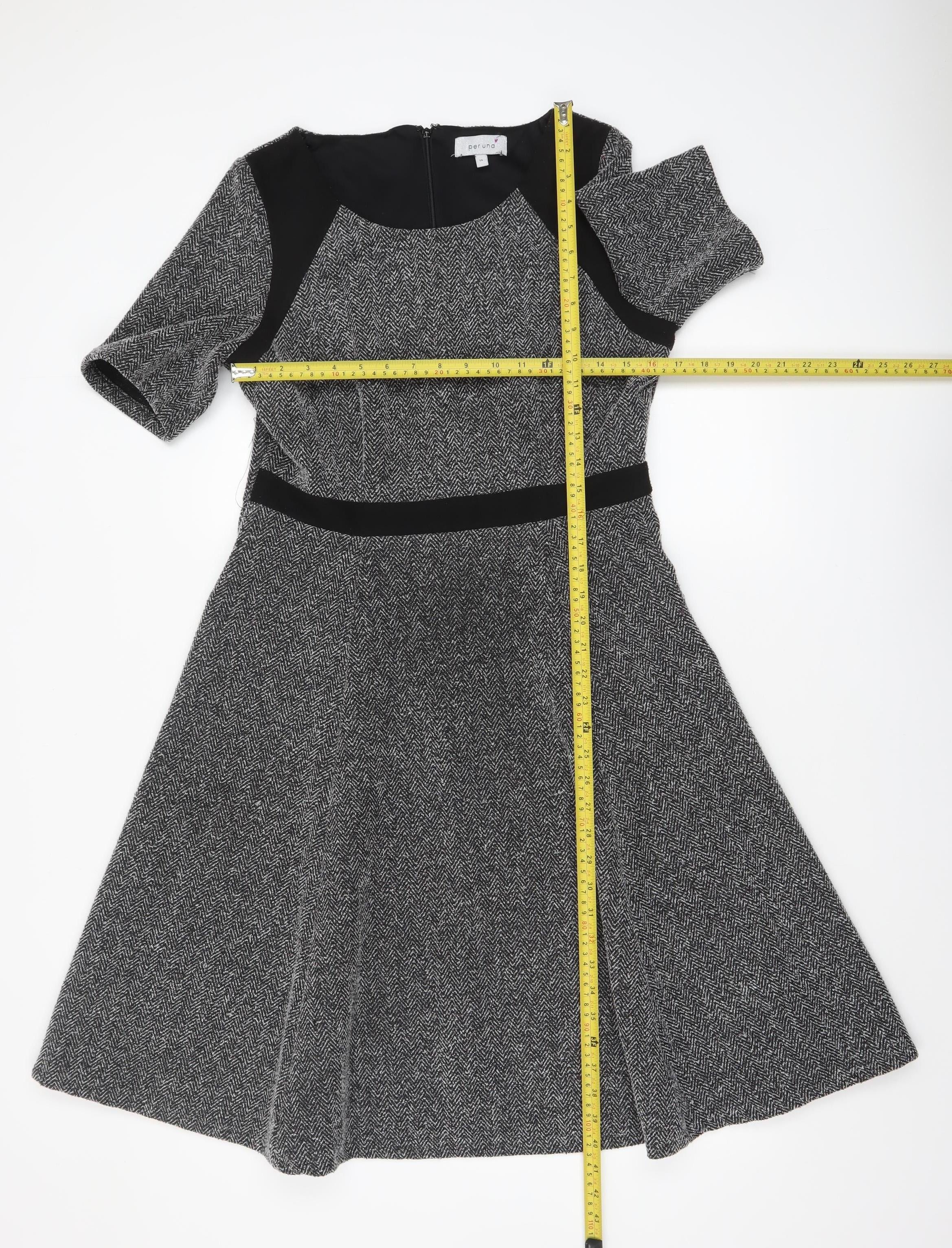 Marks and Spencer Per Una Grey Fit & Flare Tweed Dress Women’s Size 14 - Image 2
