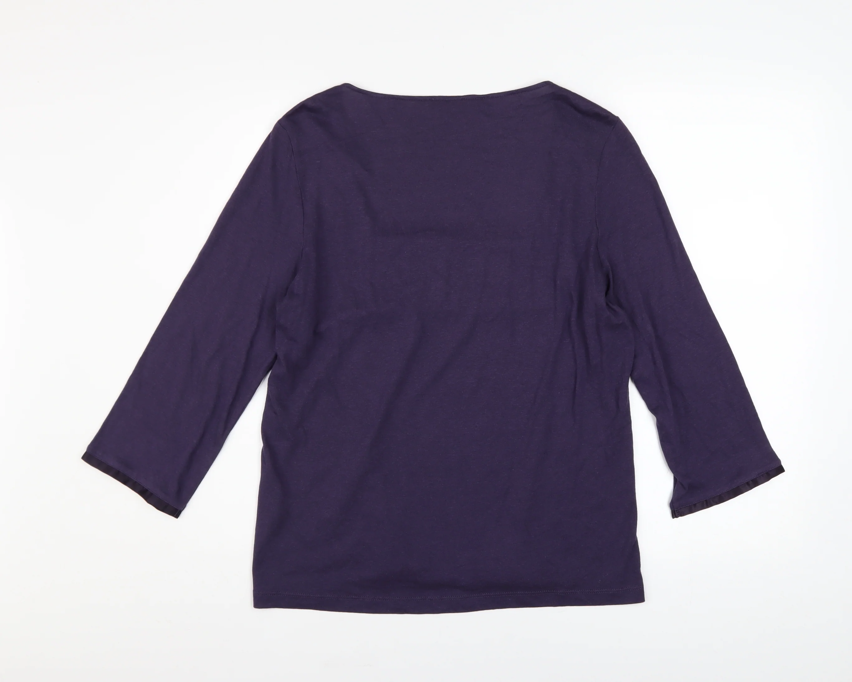 Marks and Spencer Per Una Purple 3/4 Sleeve Cotton Blend Blouse UK 16 - Image 3