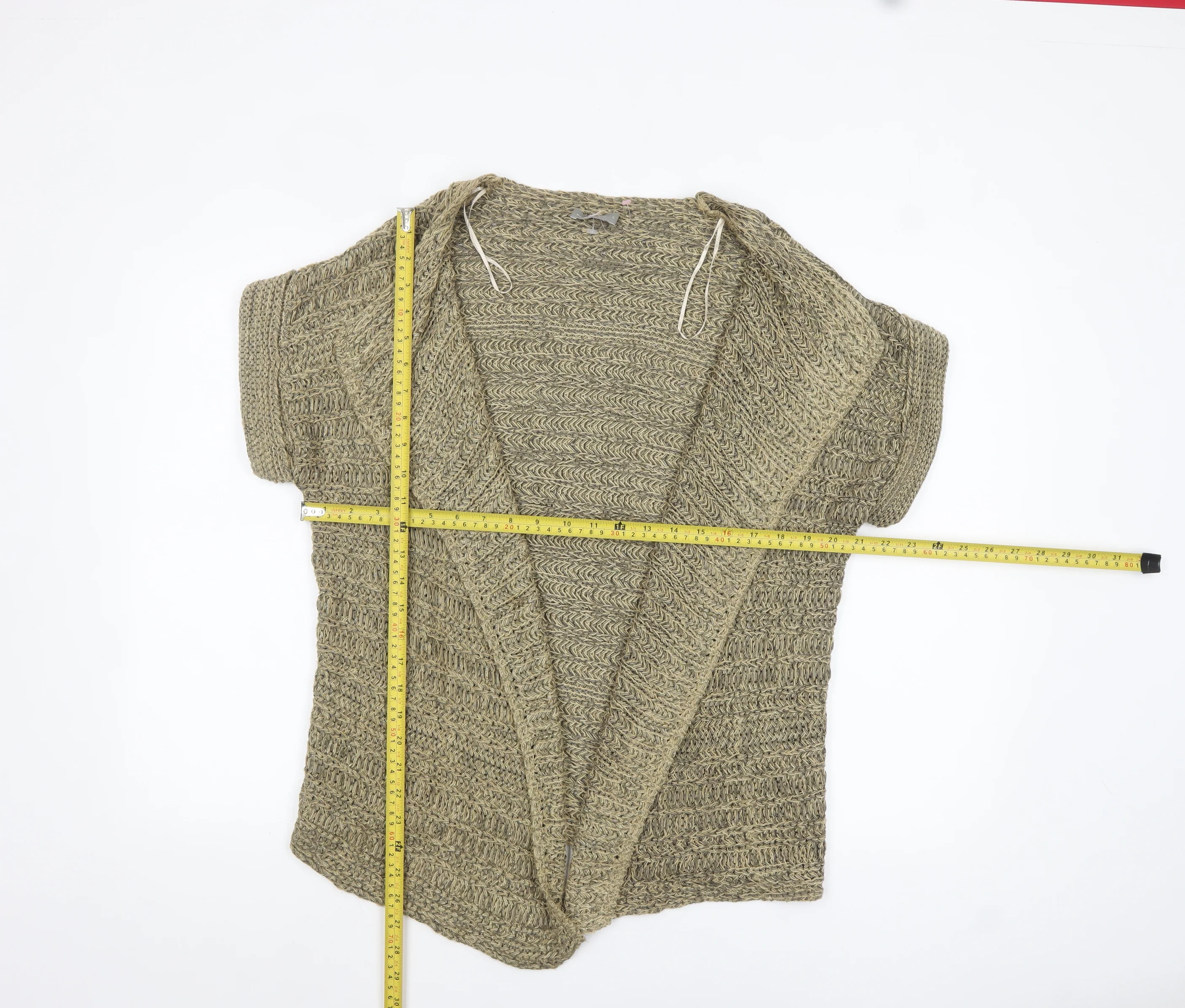 Marks and Spencer Per Una Women Beige Open Knit Cardigan L Metallic Blend - Image 2