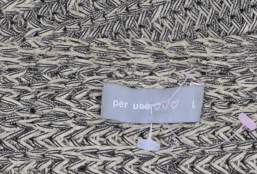 Marks and Spencer Per Una Women Beige Open Knit Cardigan L Metallic Blend - Image 5