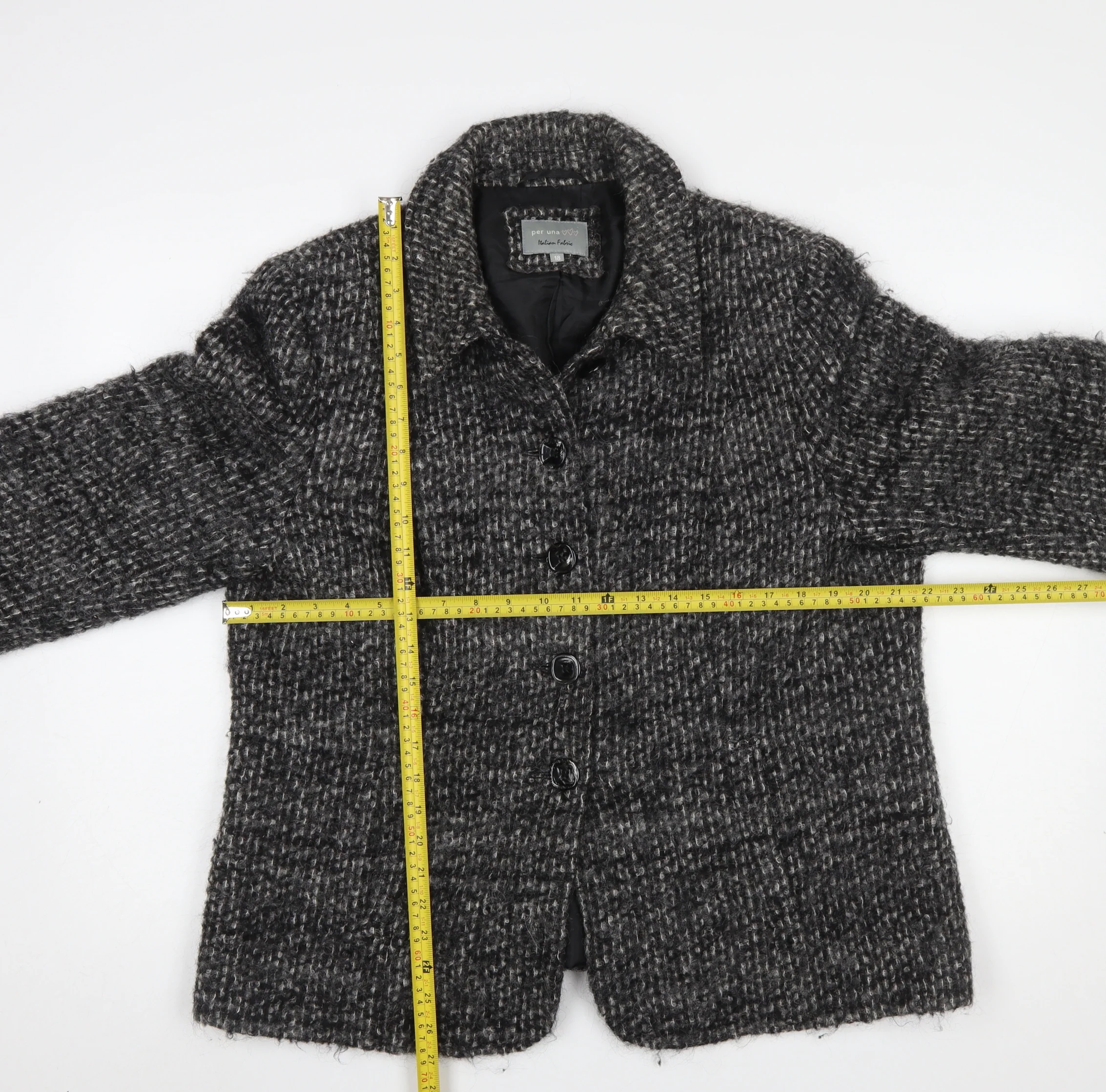 Marks and Spencer Per Una Women Grey Wool Blend Tweed Blazer Jacket Size 18 - Image 2