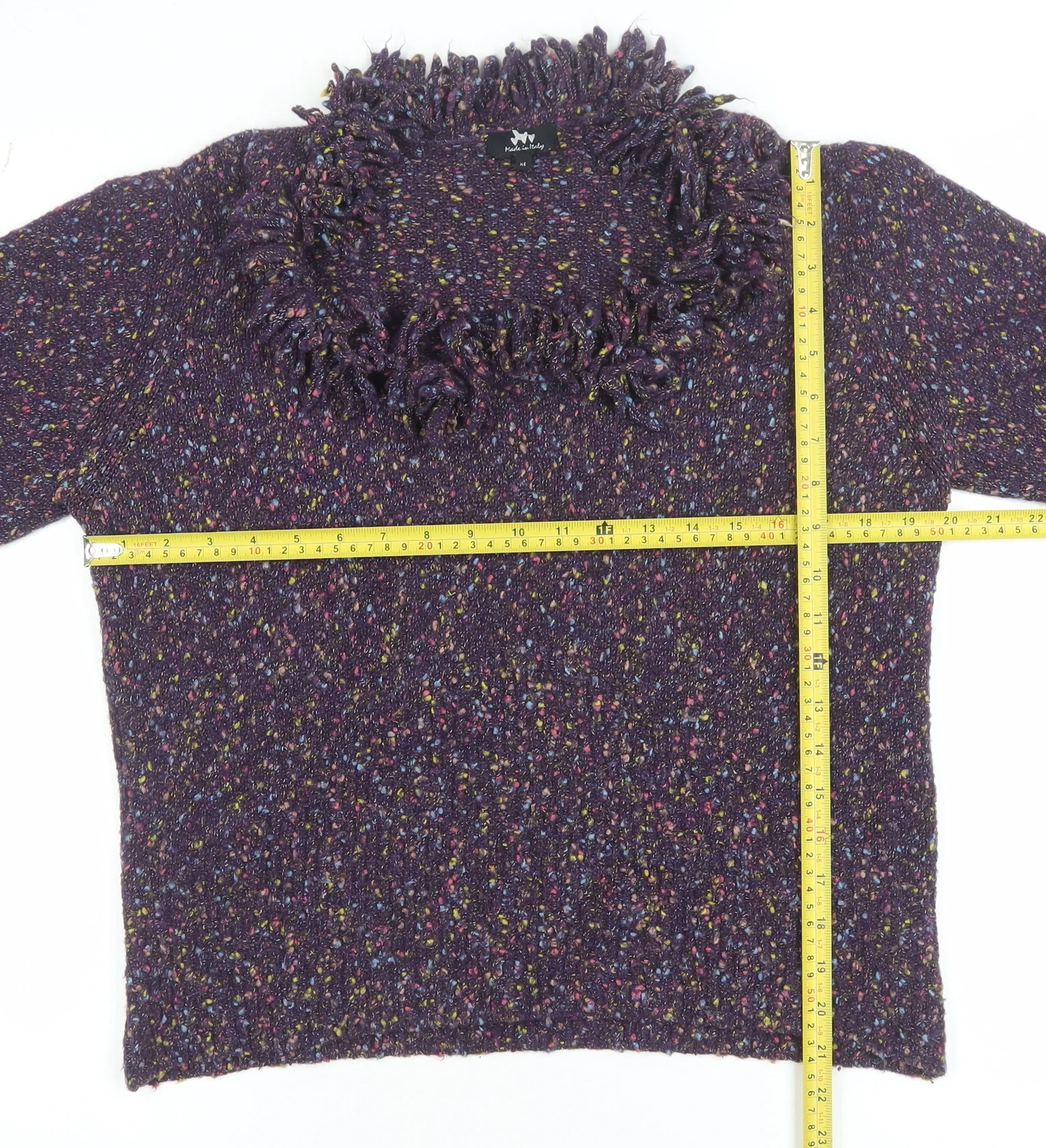 Marks and Spencer Per Una Women Purple Multicoloured XL Fringe Wool Jumper - Image 2