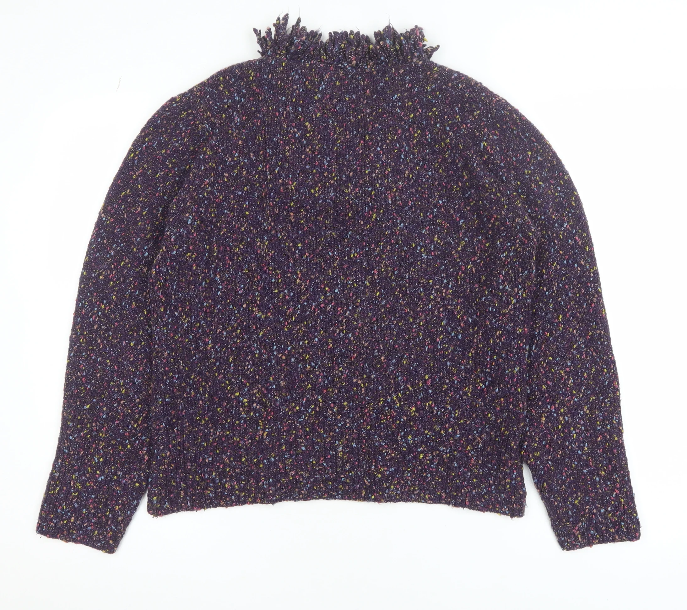 Marks and Spencer Per Una Women Purple Multicoloured XL Fringe Wool Jumper - Image 3