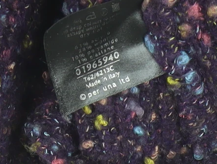 Marks and Spencer Per Una Women Purple Multicoloured XL Fringe Wool Jumper - Image 5