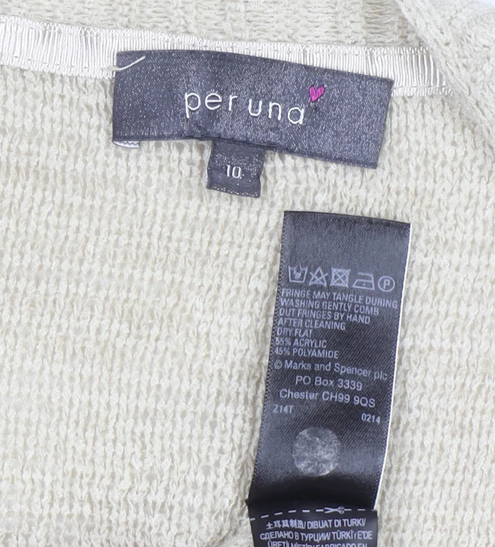 Marks and Spencer Per Una Women’s Beige Fringe Cardigan Size 10 - Image 4