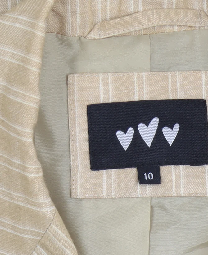 Marks and Spencer Per Una Women’s Beige Linen Blend Pinstripe Blazer Size 10 - Image 5