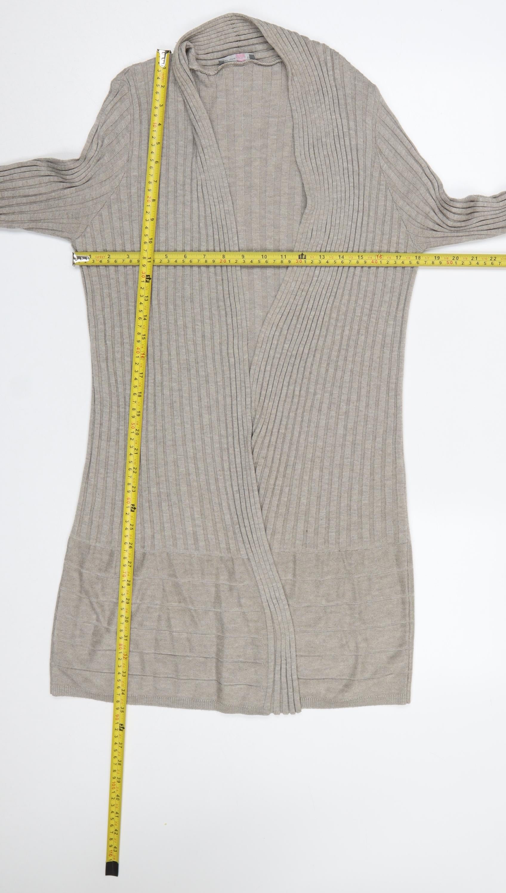 Marks and Spencer Per Una Women’s Beige Ribbed Long Sleeve Cardigan Size 14 - Image 2