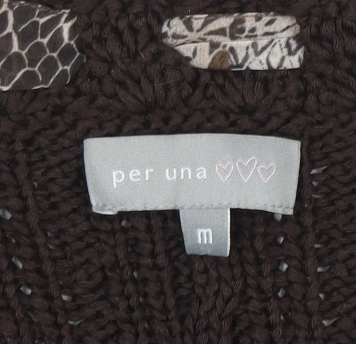 Marks and Spencer Per Una Women’s Brown Cable-Knit 3/4 Sleeve Scoop Neck Jumper M - Image 4