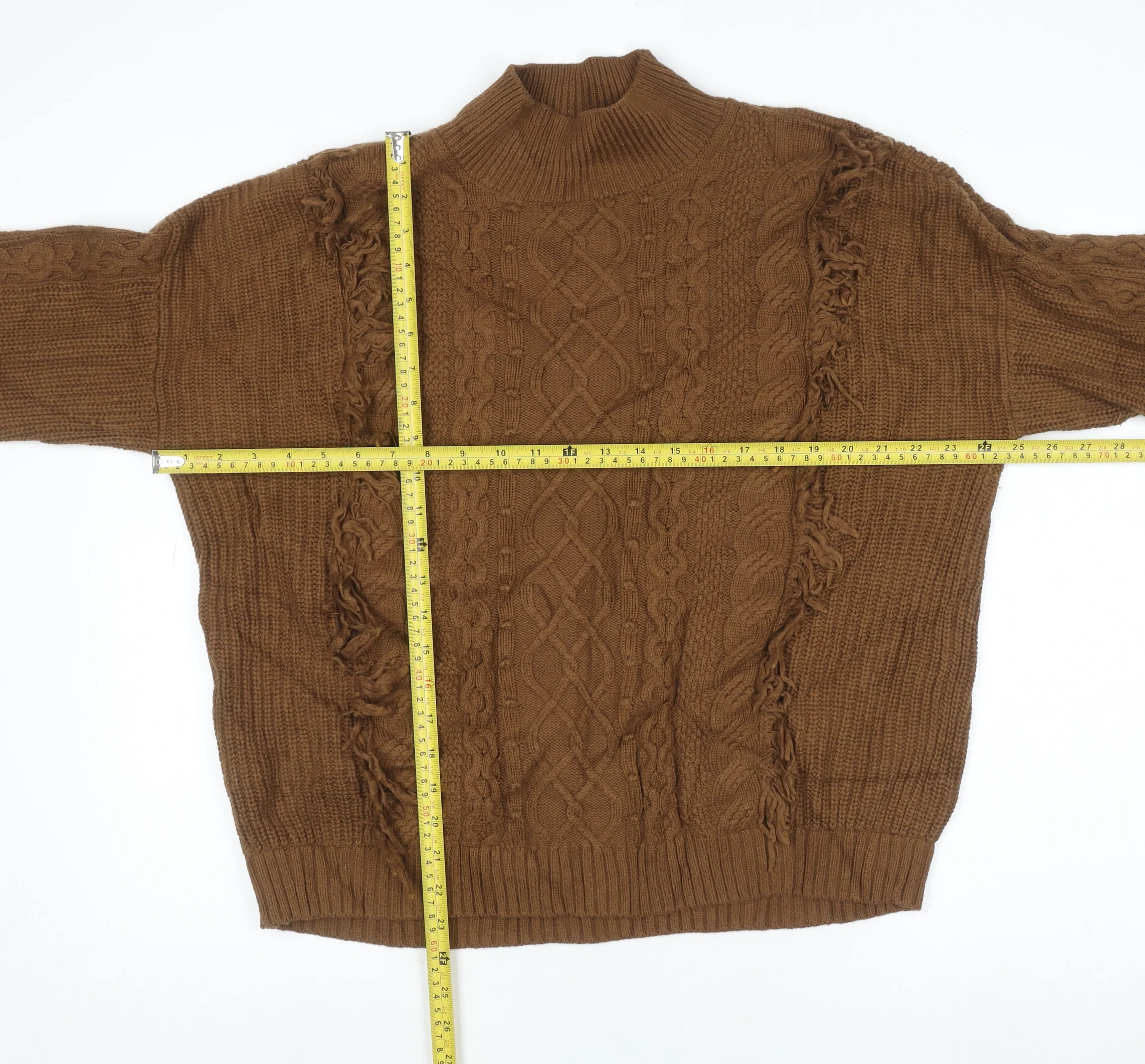 Marks and Spencer Per Una Women’s Brown Cable-Knit Mock Neck Jumper M - Image 2