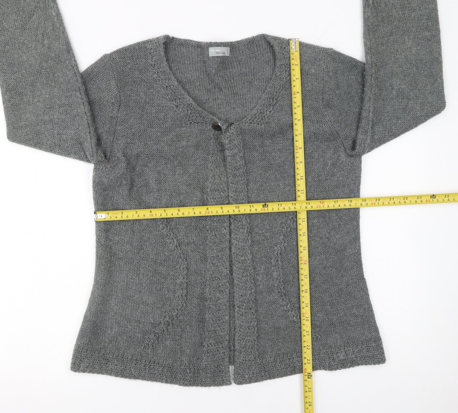 Marks and Spencer Per Una Women’s Grey Knit Cardigan L Long Sleeve - Image 2