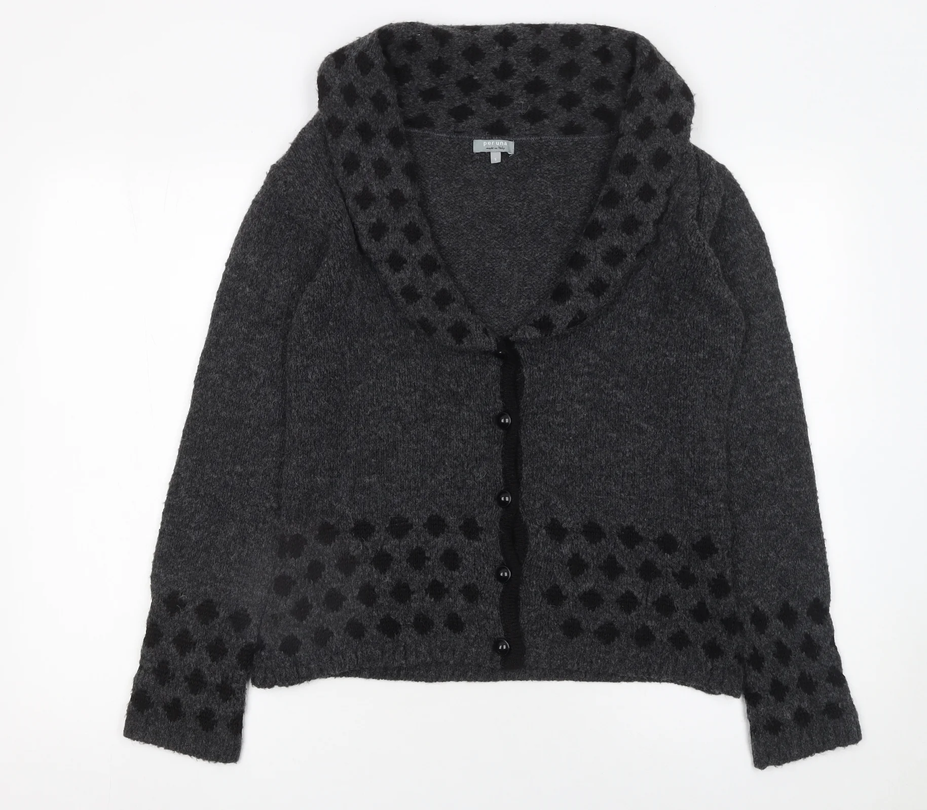 Marks and Spencer Per Una Women’s Grey Wool Blend Cowl Neck Cardigan Size S