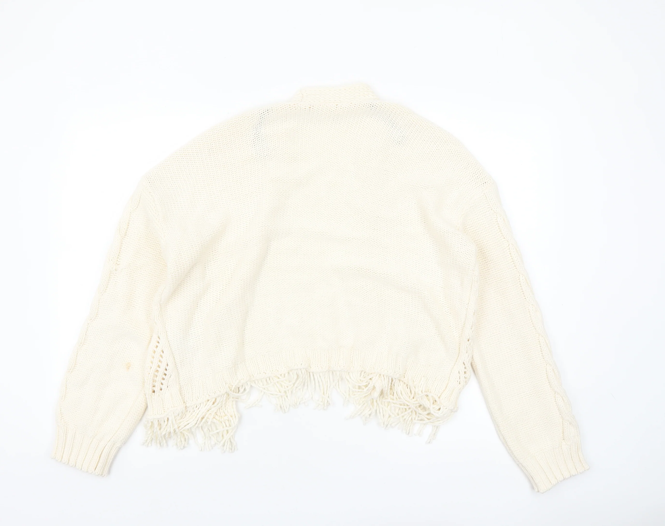 Marks and Spencer Per Una Women’s Ivory Knit Fringe Cardigan M - Image 3