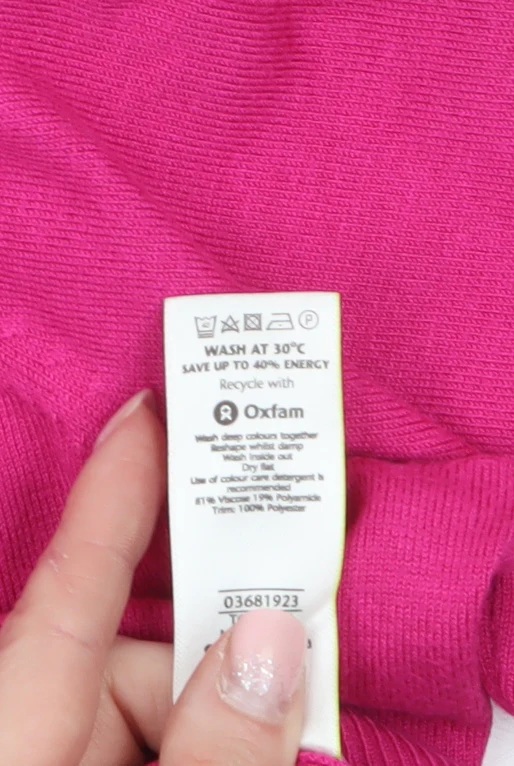 Marks and Spencer Per Una Women’s Pink 3/4 Sleeve Square Neck Knit Jumper Size 20 - Image 4