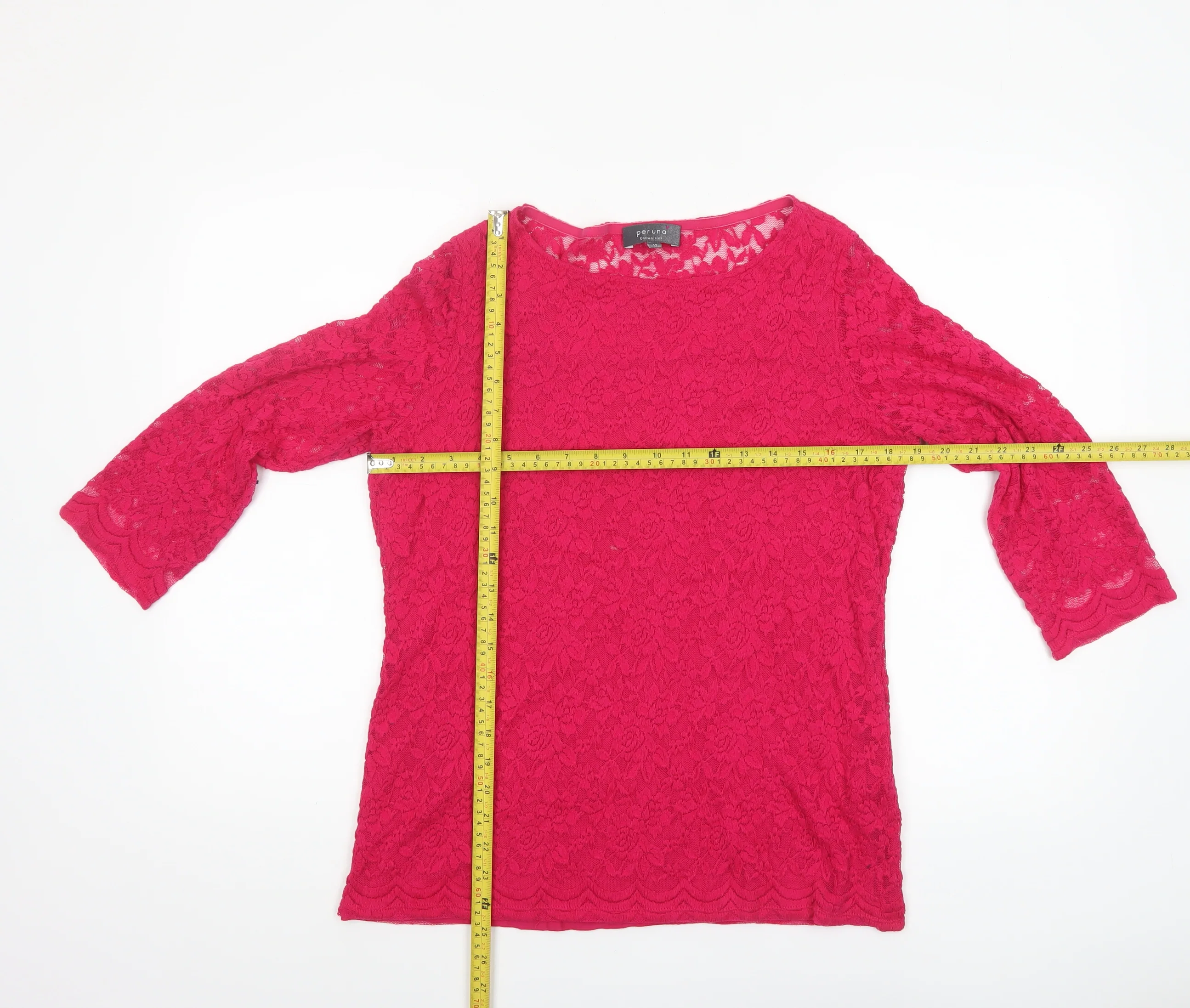 Marks and Spencer Per Una Women’s Pink Lace 3/4 Sleeve Blouse Size 14 - Image 2