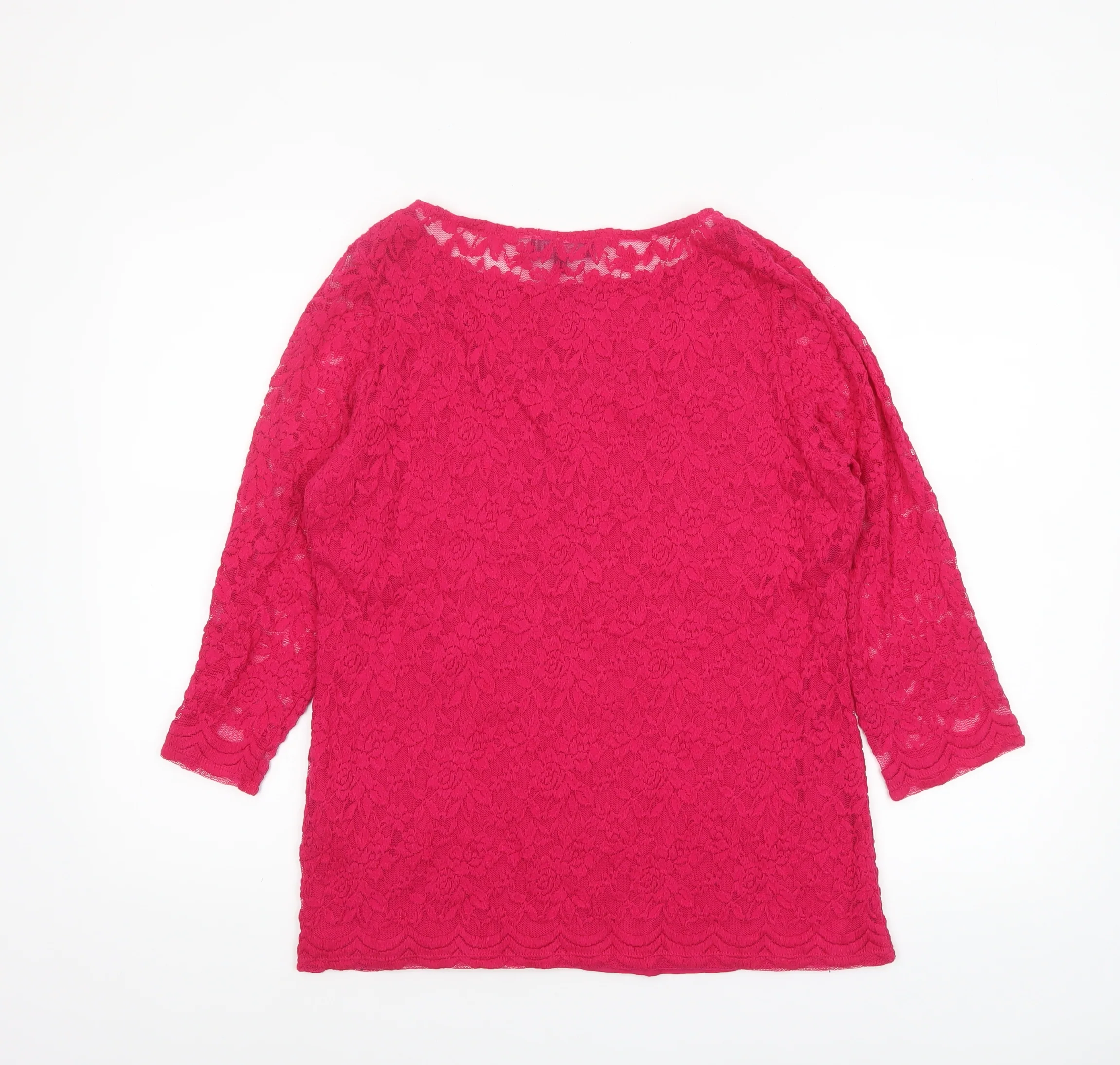 Marks and Spencer Per Una Women’s Pink Lace 3/4 Sleeve Blouse Size 14 - Image 3